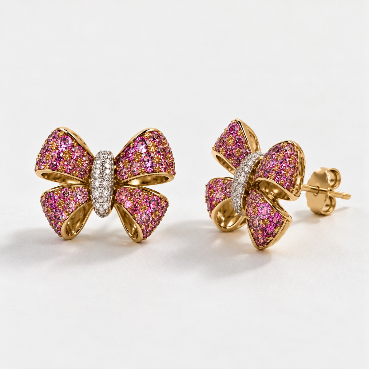 Pink Ribbon Sapphire & Diamond Studs
