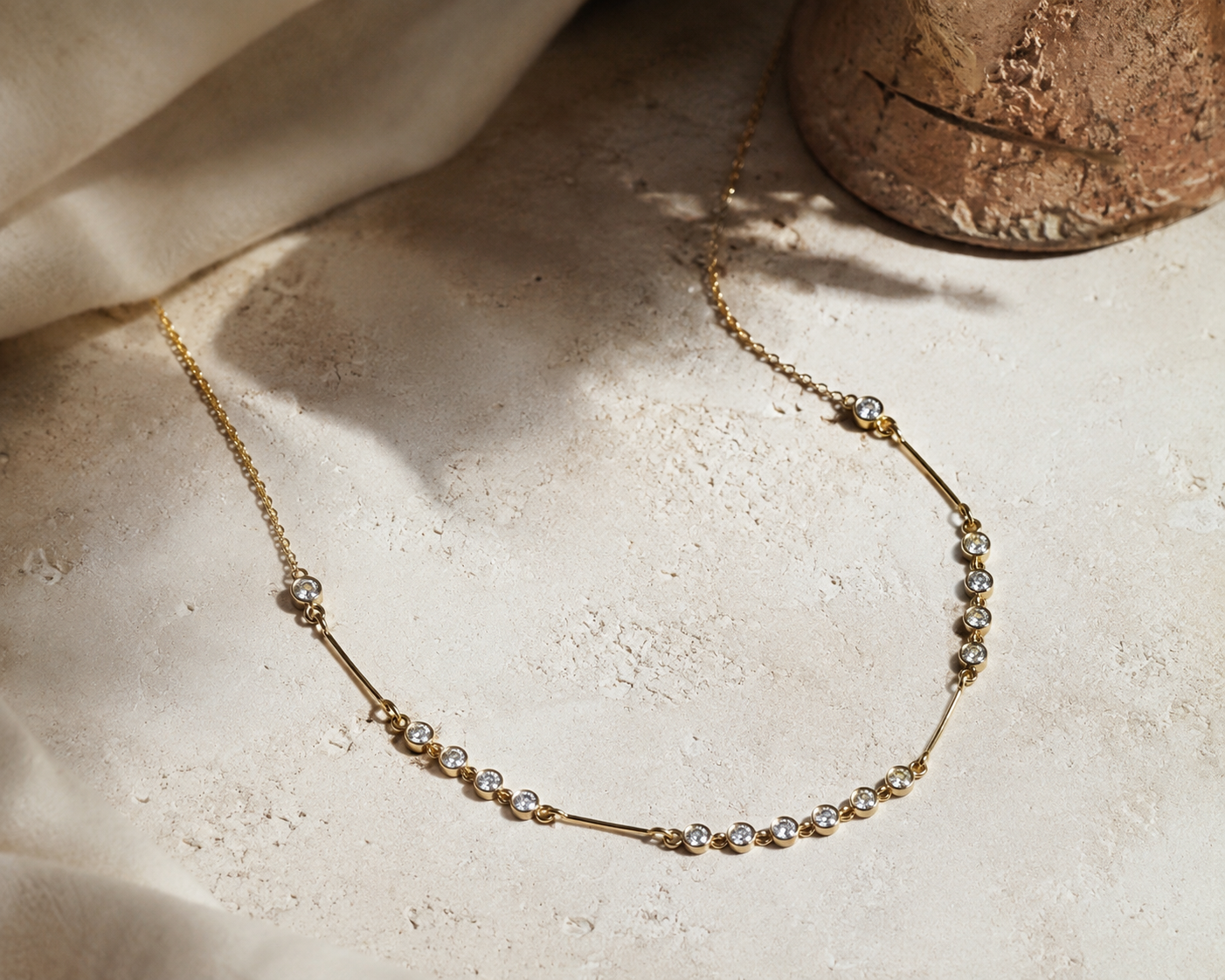 Diamond Bubble Tennis Necklace BOLD GOLD