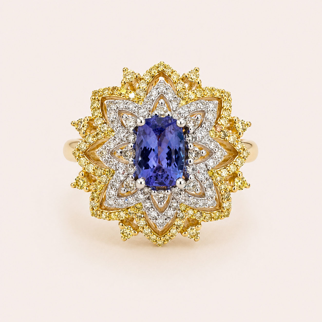 Renaissance Bold Floral Ring Tanzanite