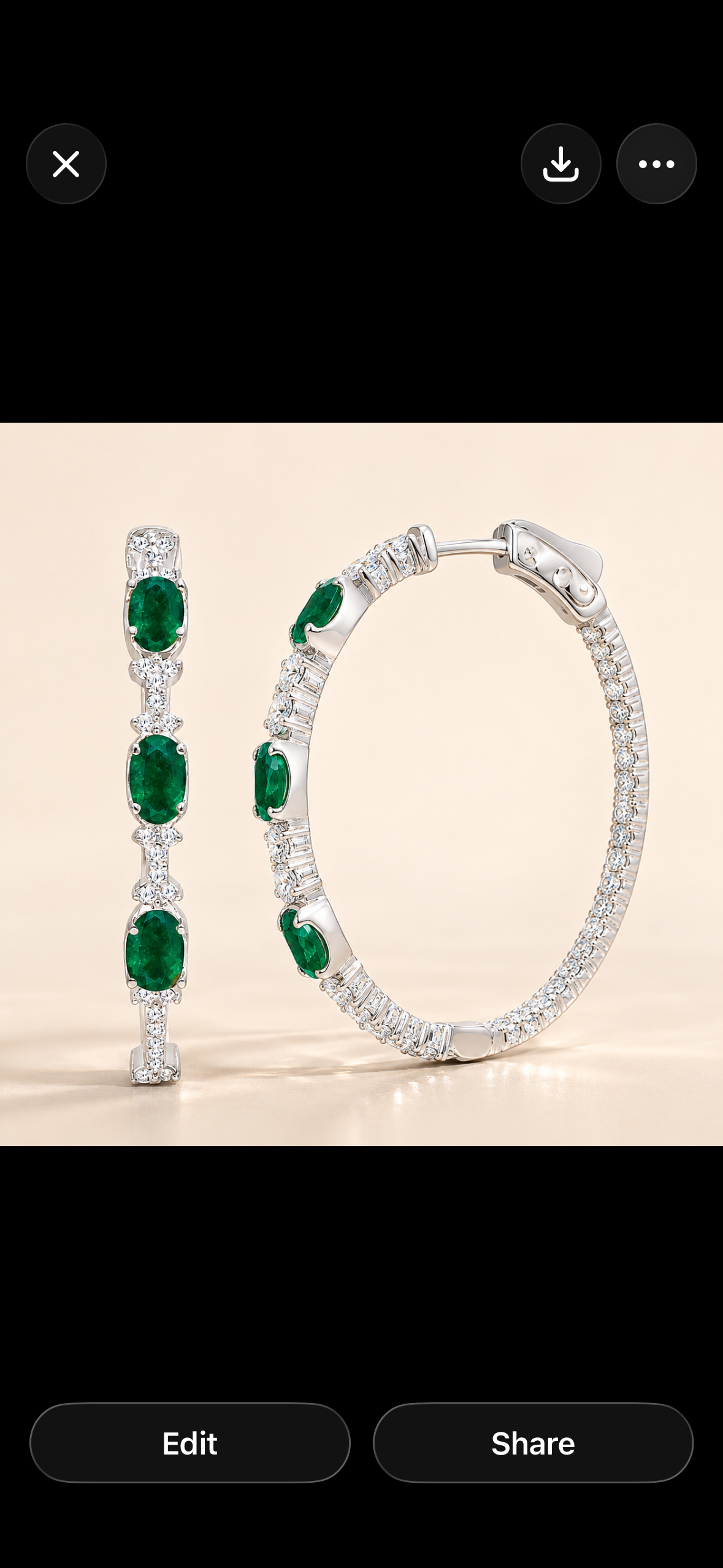 Emerald Oval Cut Diamond Hoops Emerald