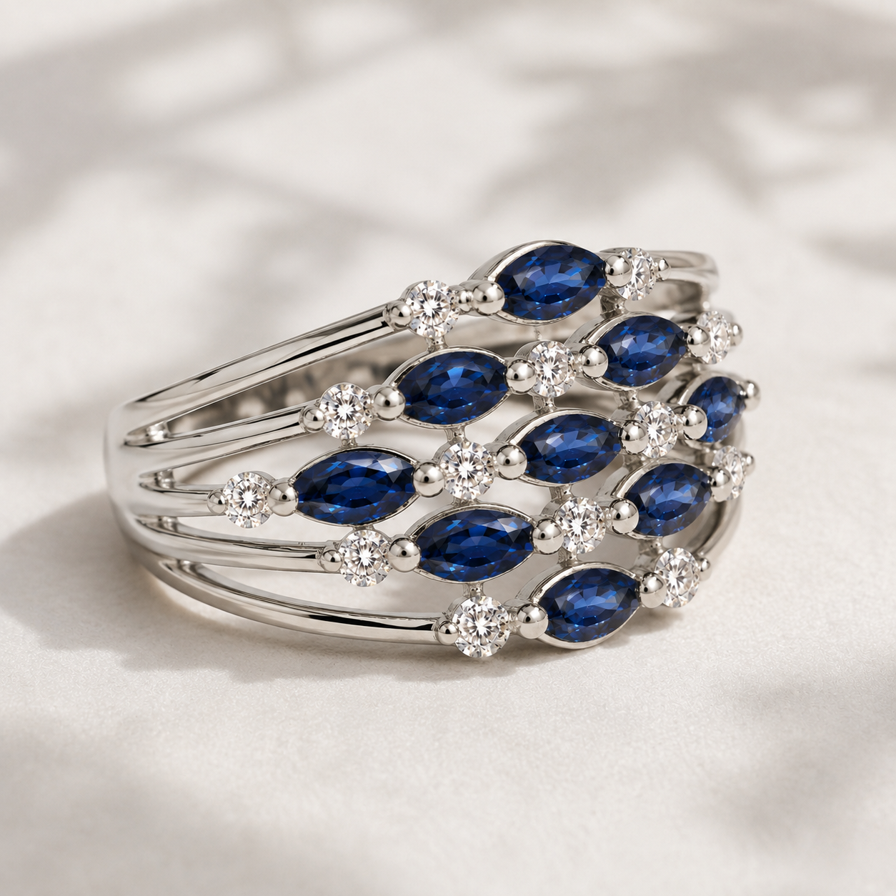 Shimmering Rainfall Sapphire Ring
