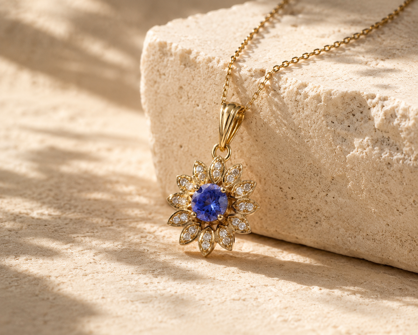 Floral Tanzanite & Diamond Pendant Tanzanite