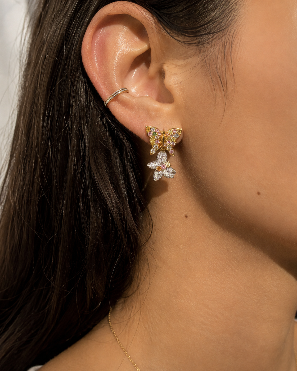Rainbow Butterfly Dangle Earrings