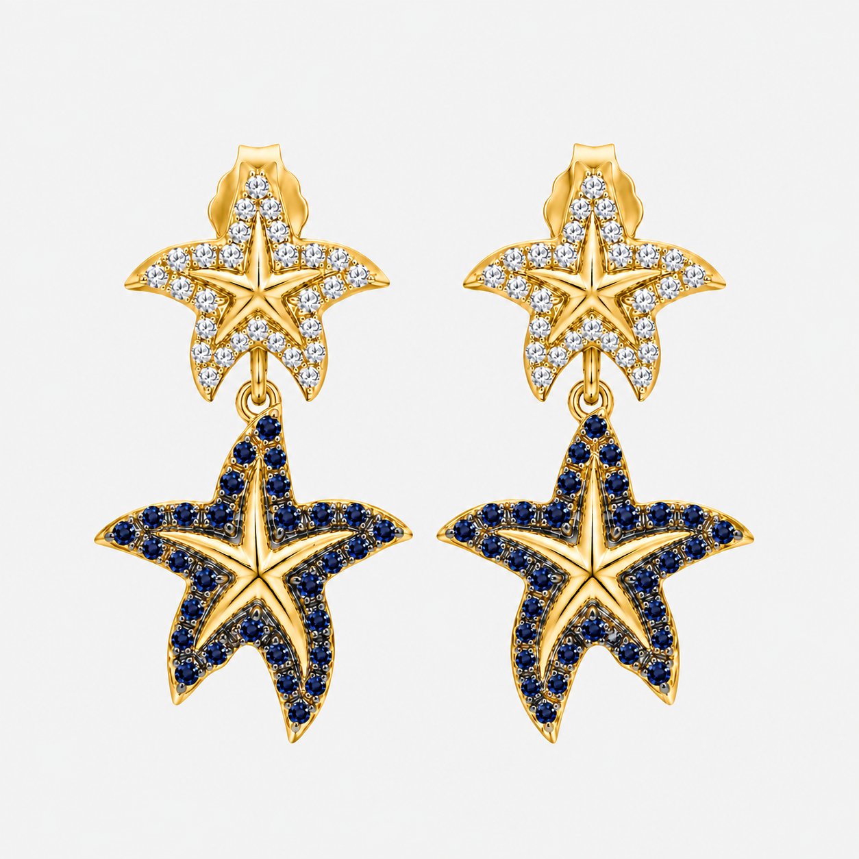 Sapphire & Diamond Starfish Dangle Earrings Legacy Of The Wild