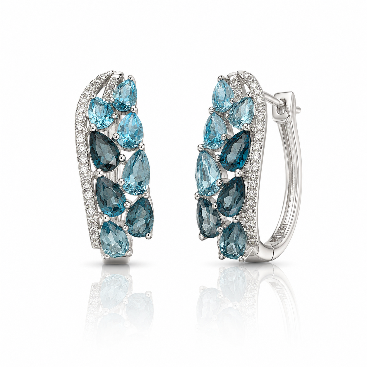Waterfall Ombre Topaz Hoops BLUE TOPAZ