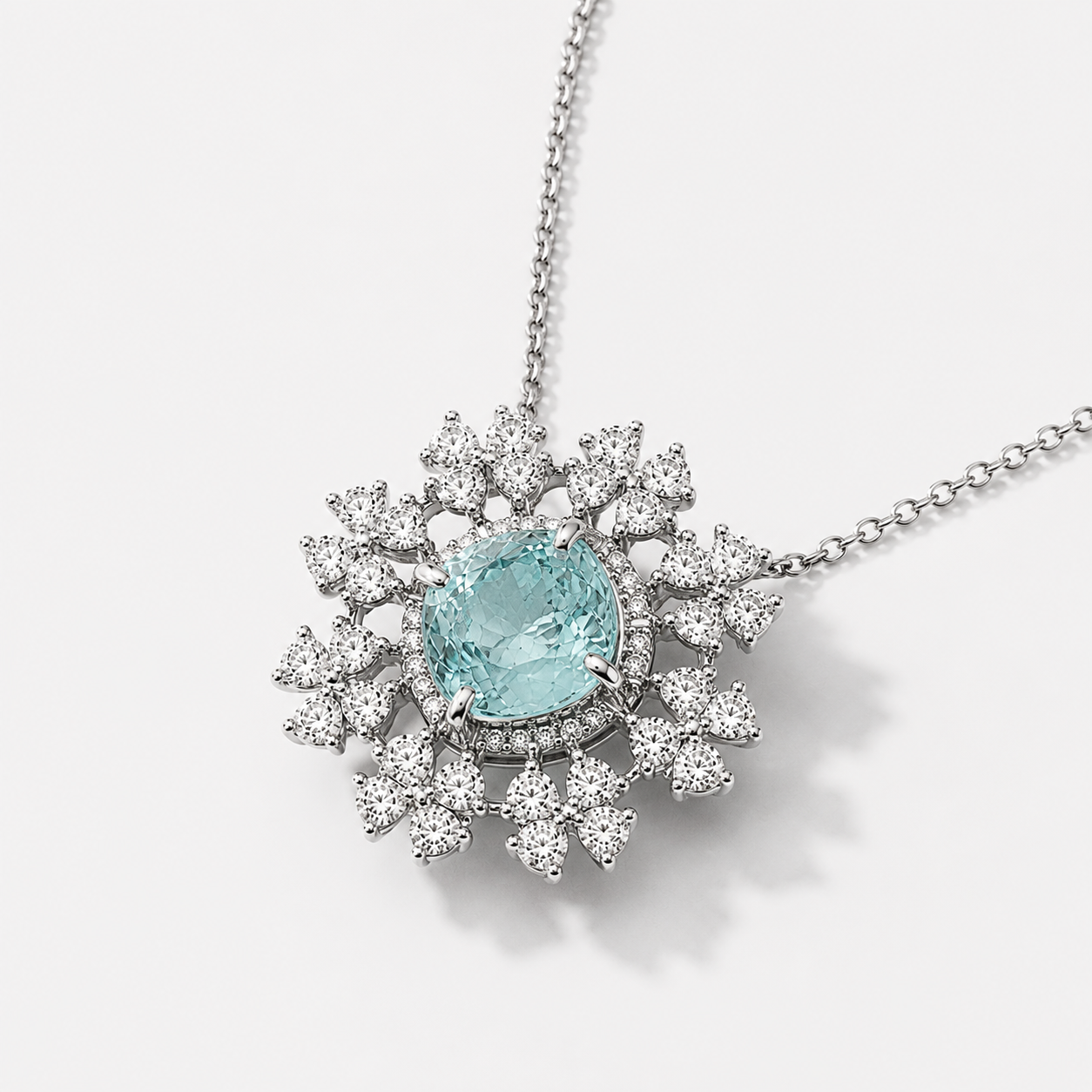 Certified Snowflake Paraiba Necklace