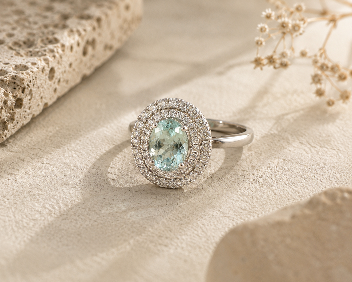 GIA Certified Dual Halo Paraiba Ring