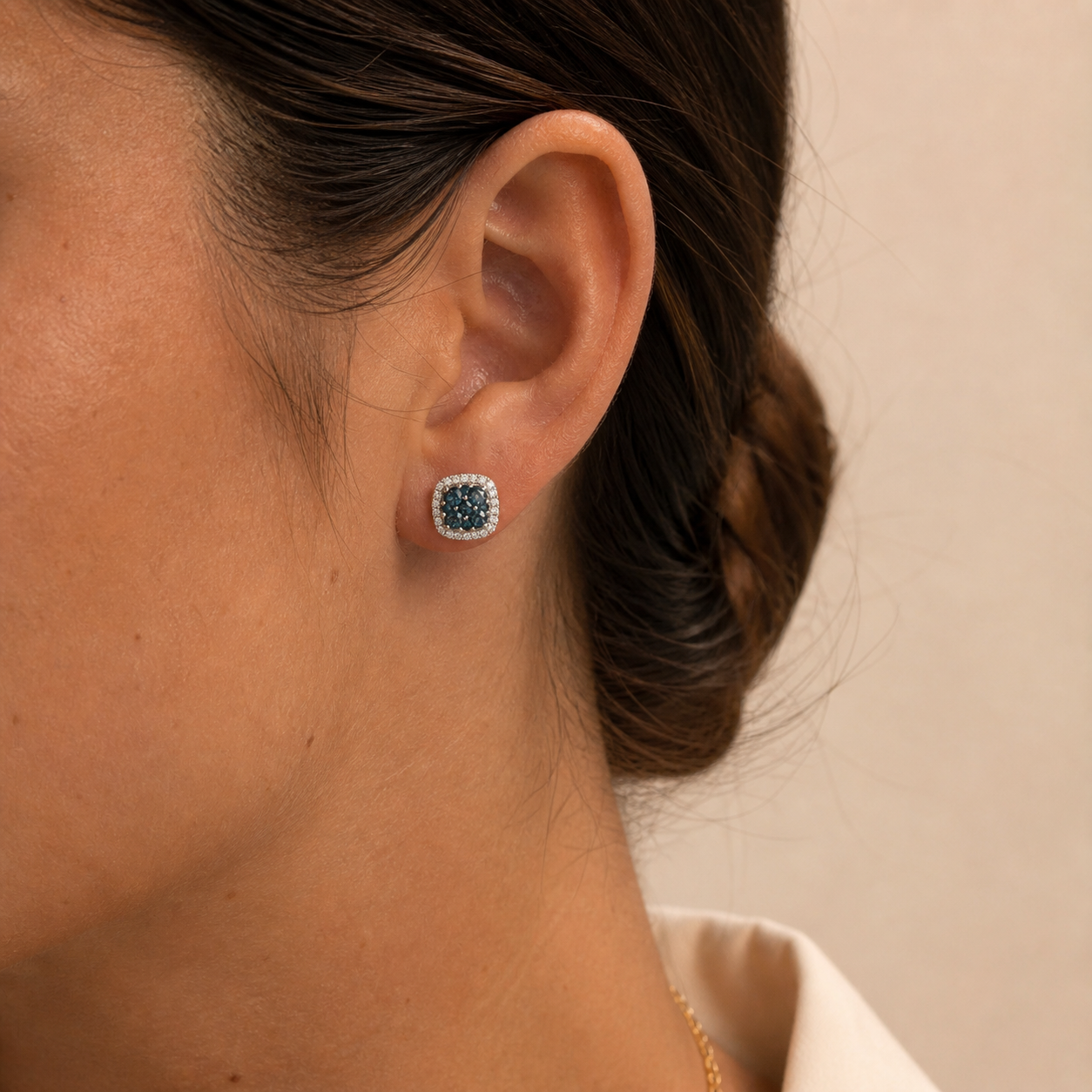Blue Diamond Mosaic Stud Earrings blue diamond