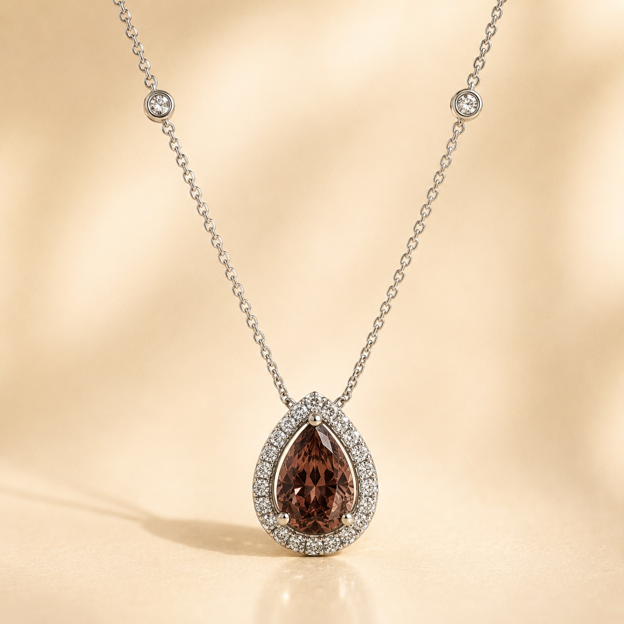 Diamond Droplet Pear Alexandrite Necklace