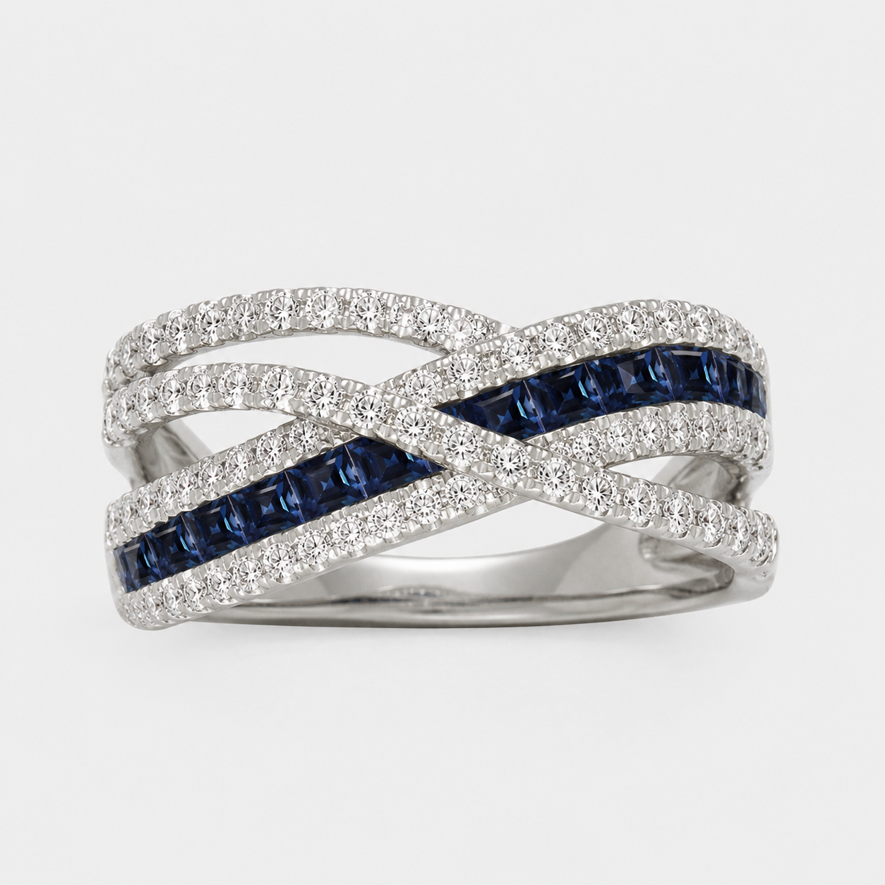 Waving Roads Blue Sapphire & Diamond Ring