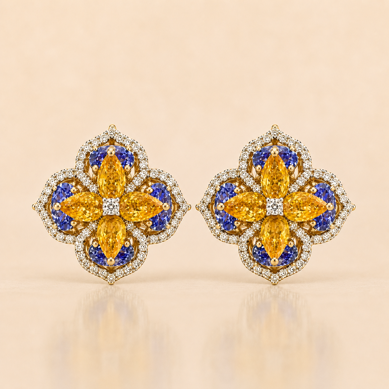 Golden Blossom Tanzanite Huggies Tanzanite