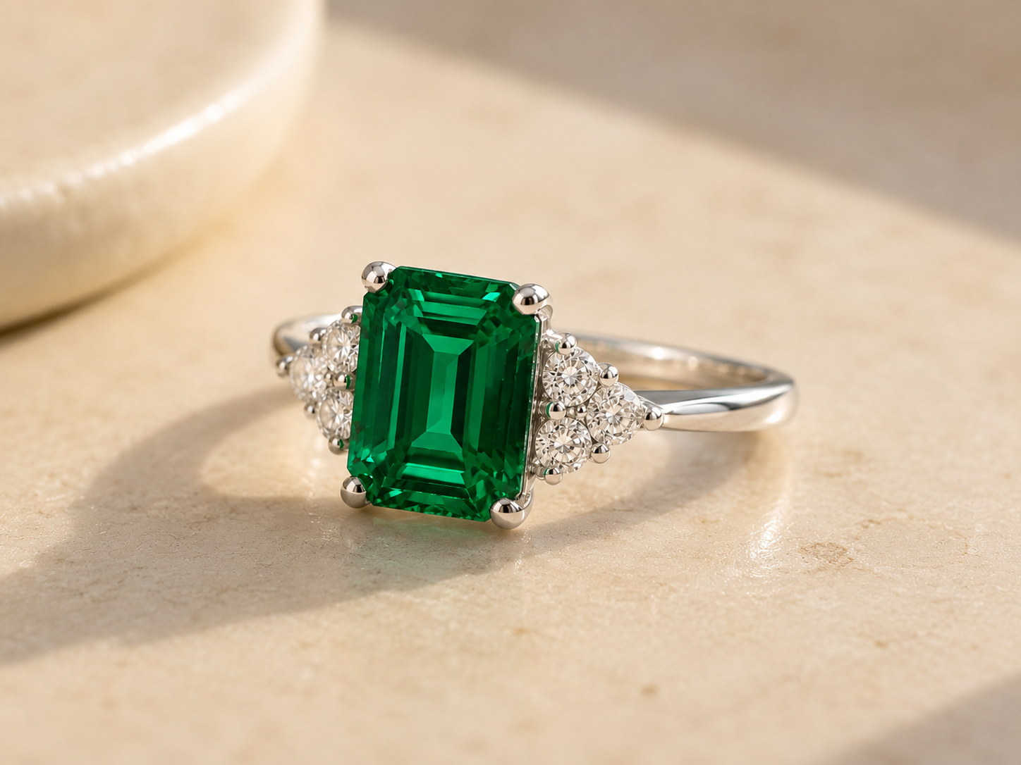 Emerald Cut Trio Diamond Ring