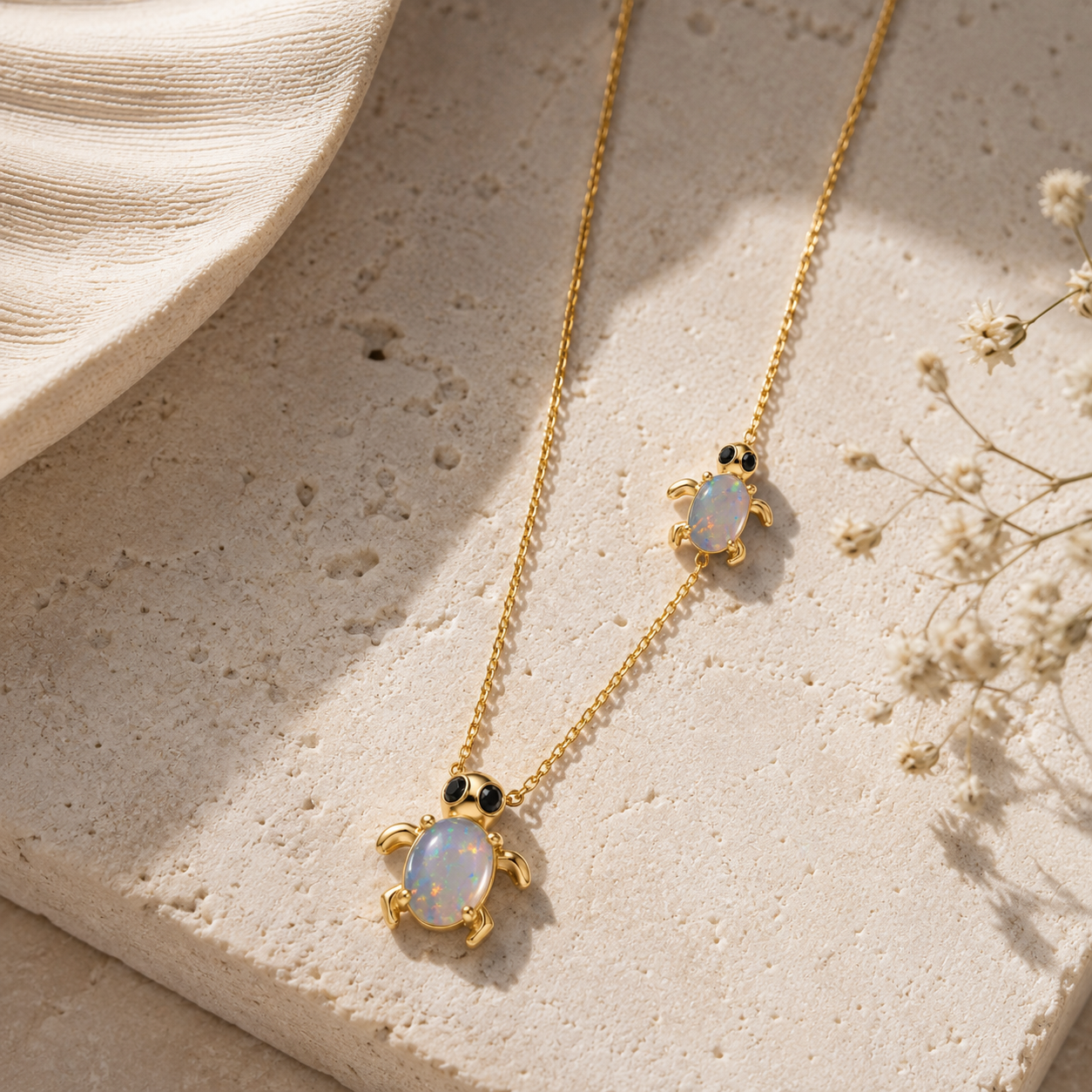 Baby Turtle Opal & Diamond Necklace
