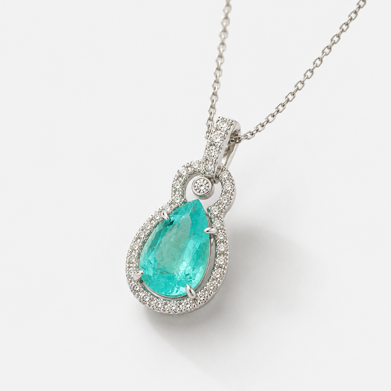 Sea Blue Paraiba & Diamond Necklace