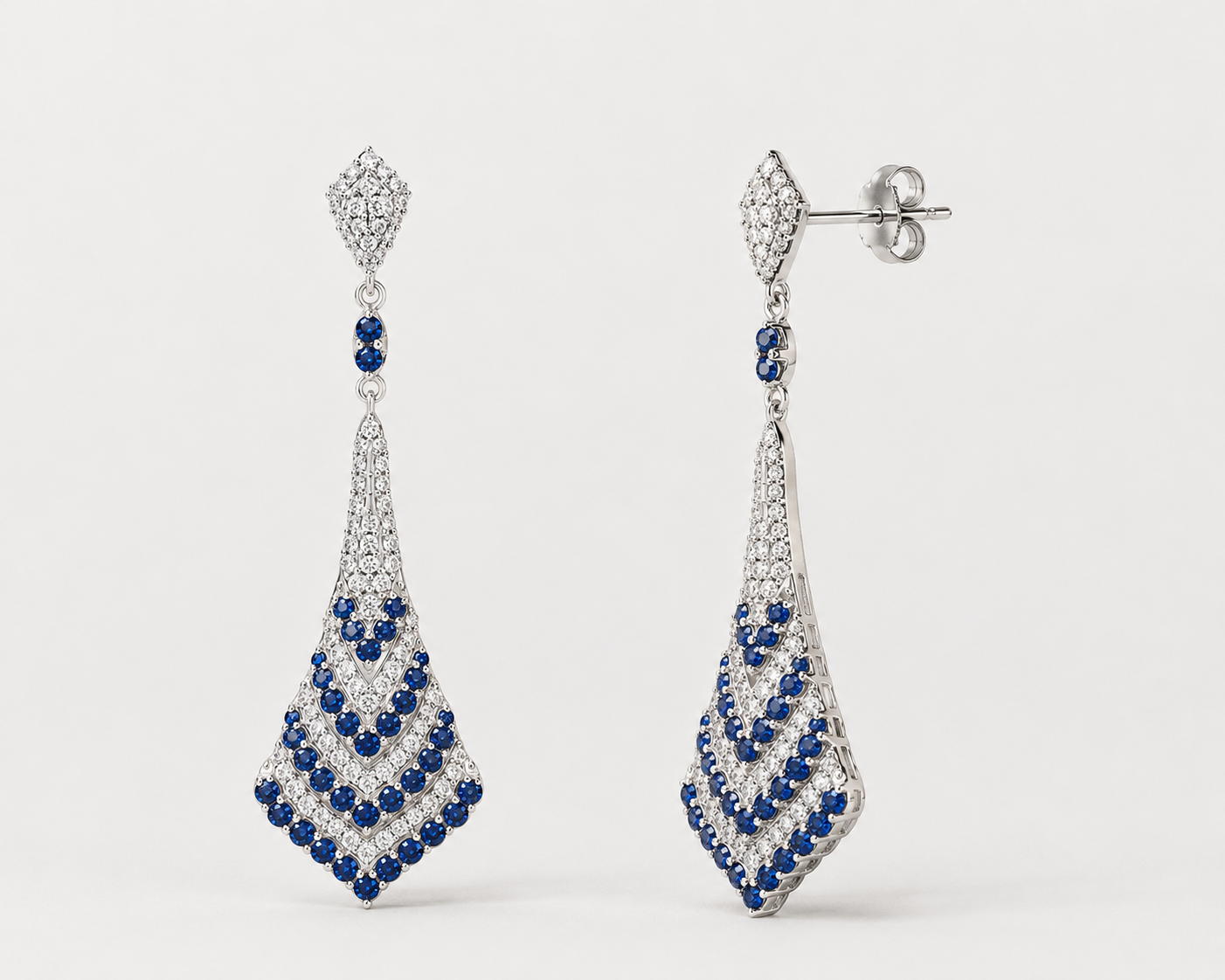Glamour Girl Sapphire & Diamond Tennis Earrings