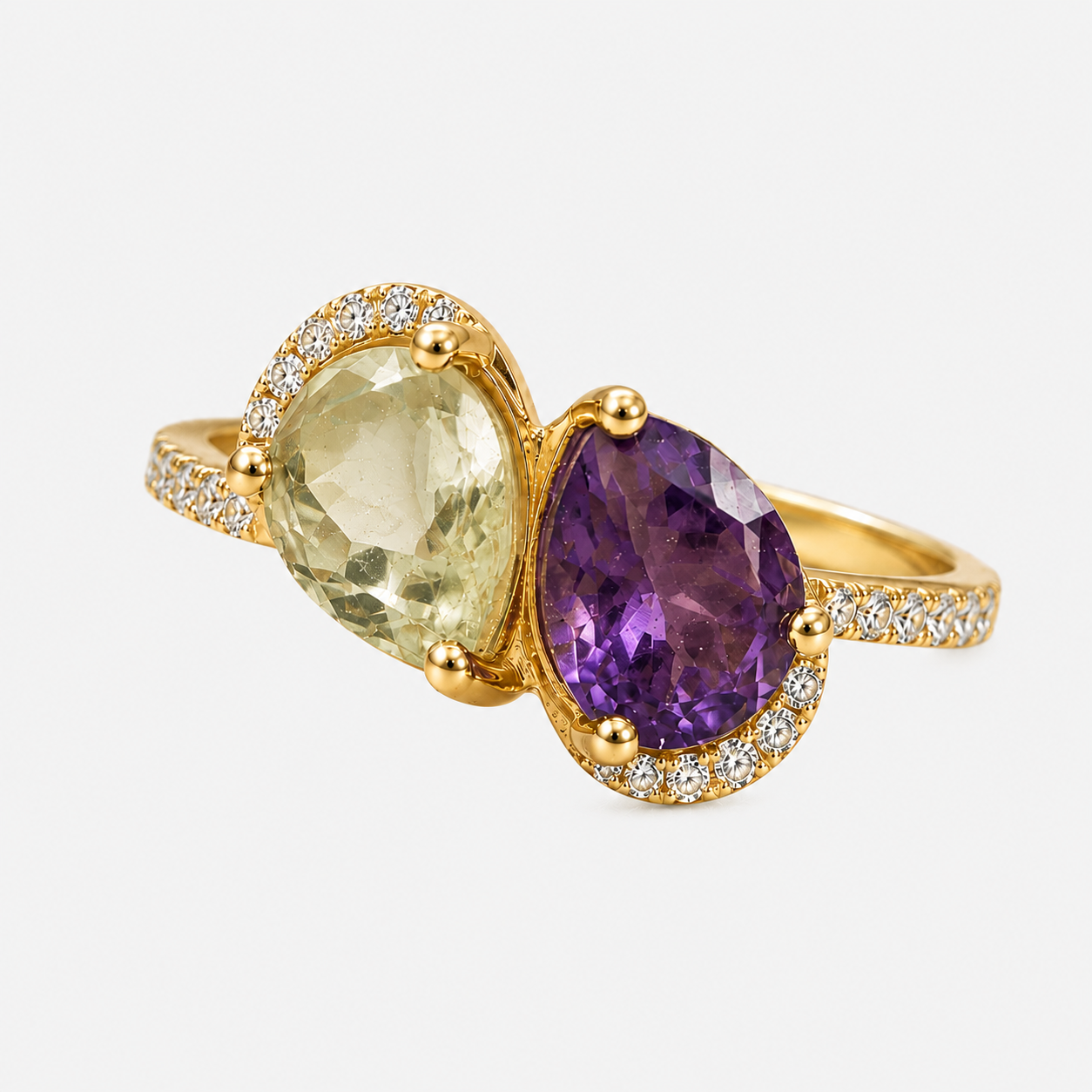 Dualing Amethyst Diamond Ring Amethyst