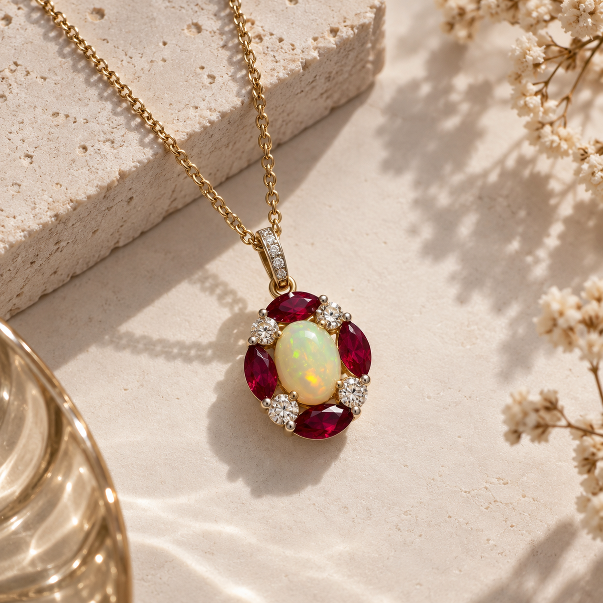 Radiant Ruby Opal Necklace