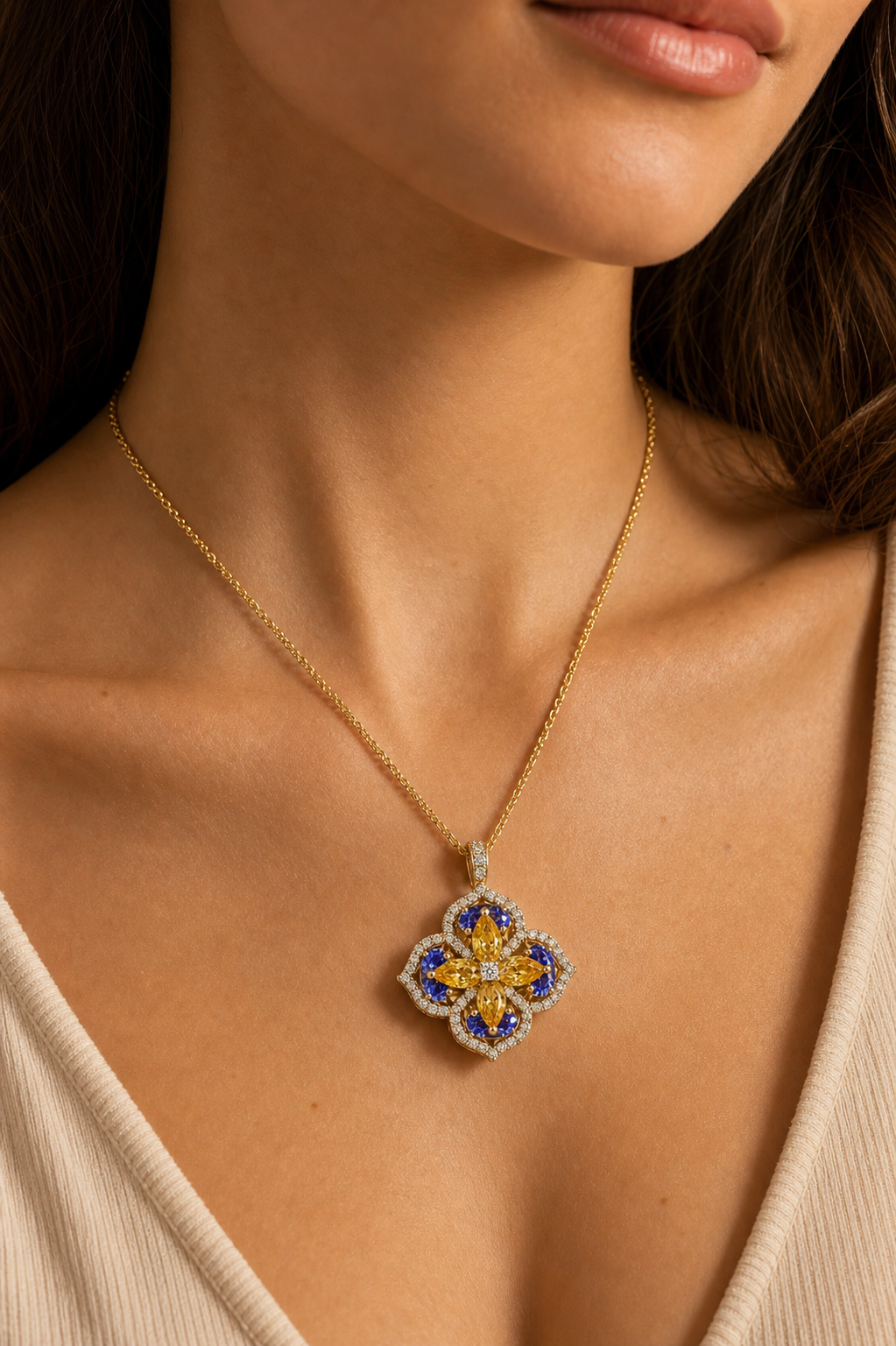 Golden Blossom Tanzanite Pendant Tanzanite