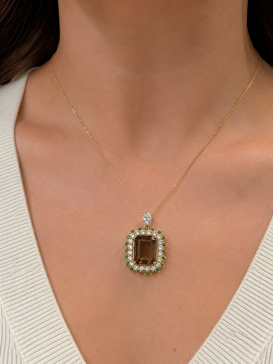 Moss Garden Csarite & Diamond Necklace
