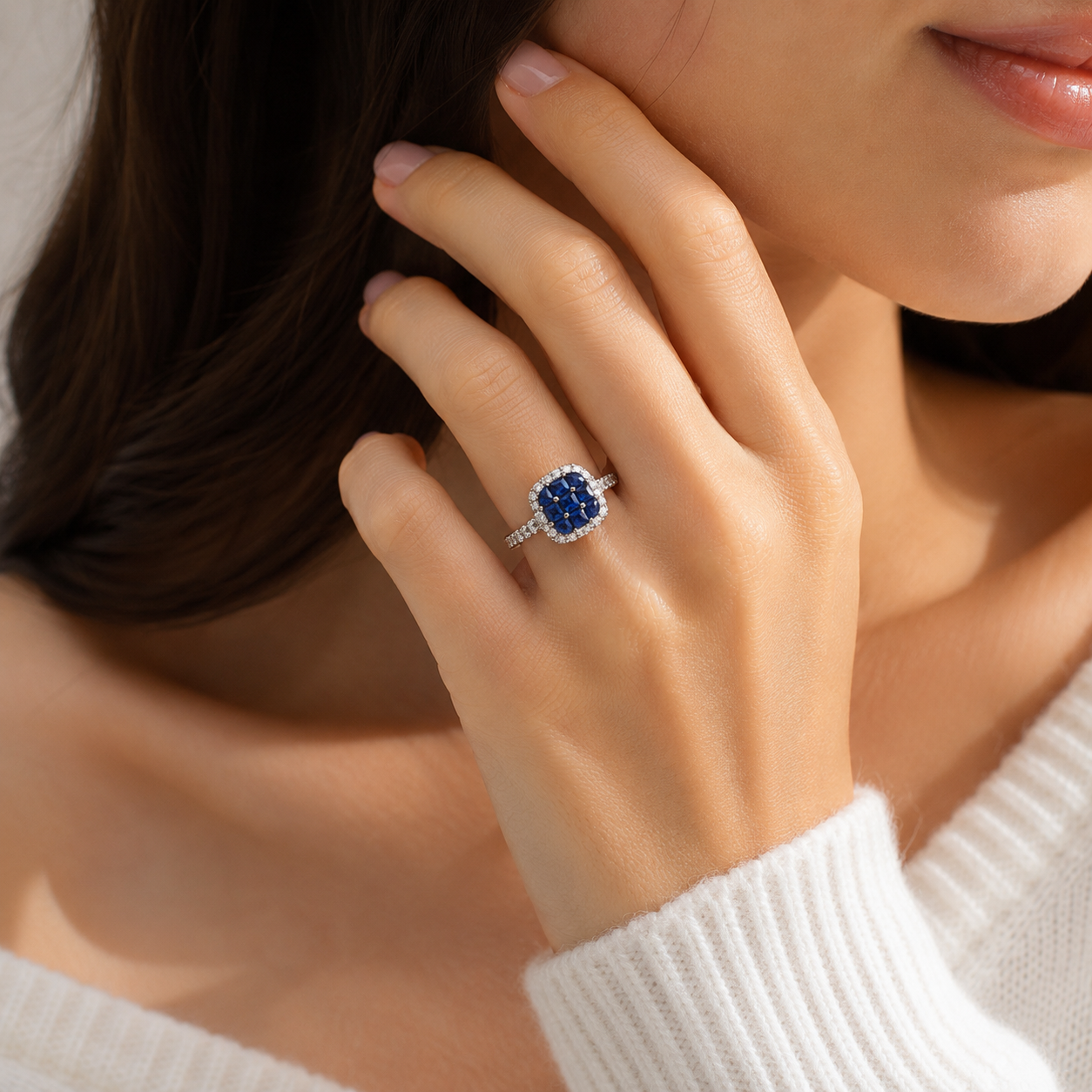 Princess Mosaic Sapphire Ring Blue Sapphire