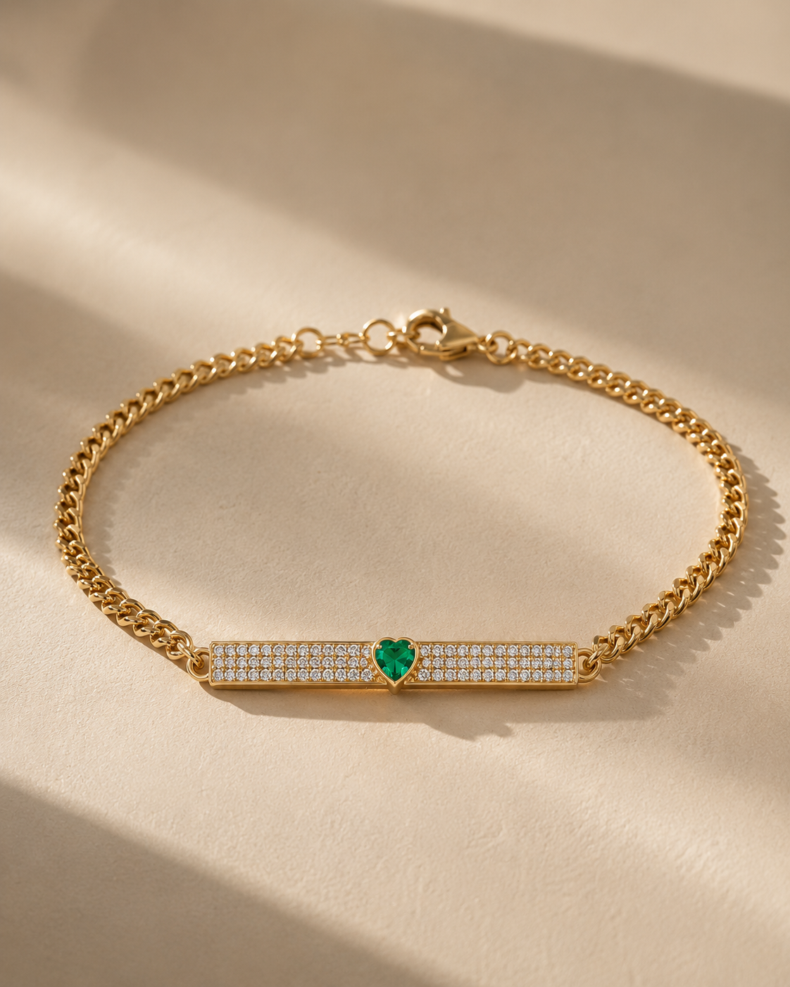 Emerald & Pave Diamond Heart Bracelet hearts