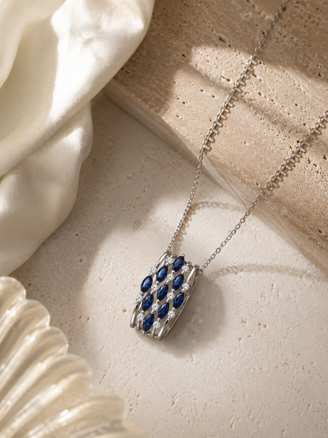 Shimmering Rainfall Sapphire Necklace