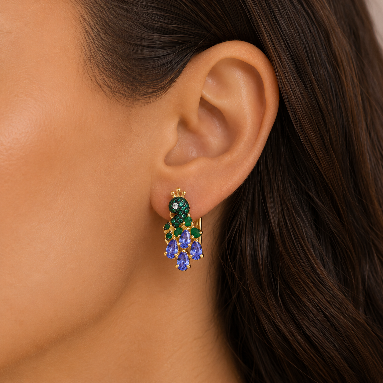 Royal Peacock Hoop Earrings