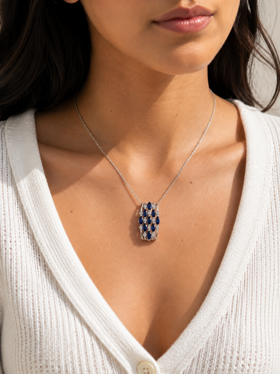 Shimmering Rainfall Sapphire Necklace