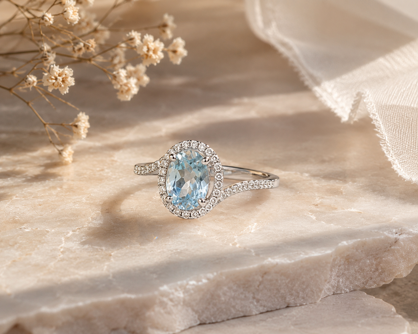 Blue Lagoon Aquamarine & Diamond Ring Aquamarine