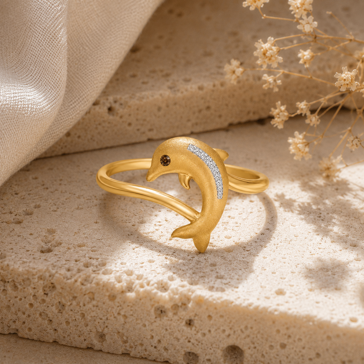 Dolphin Diamond Ring
