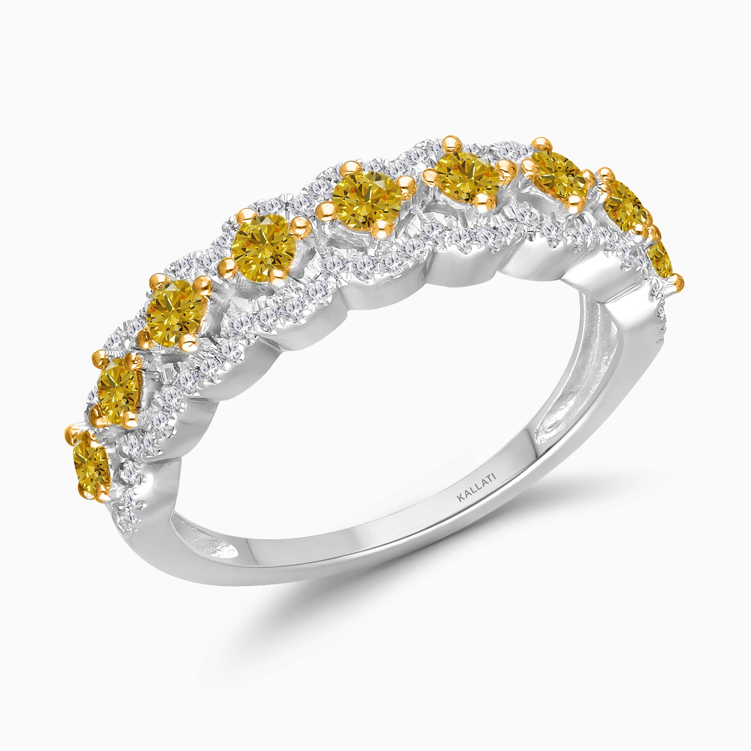 Yellow & White Diamond Scalloped Ring