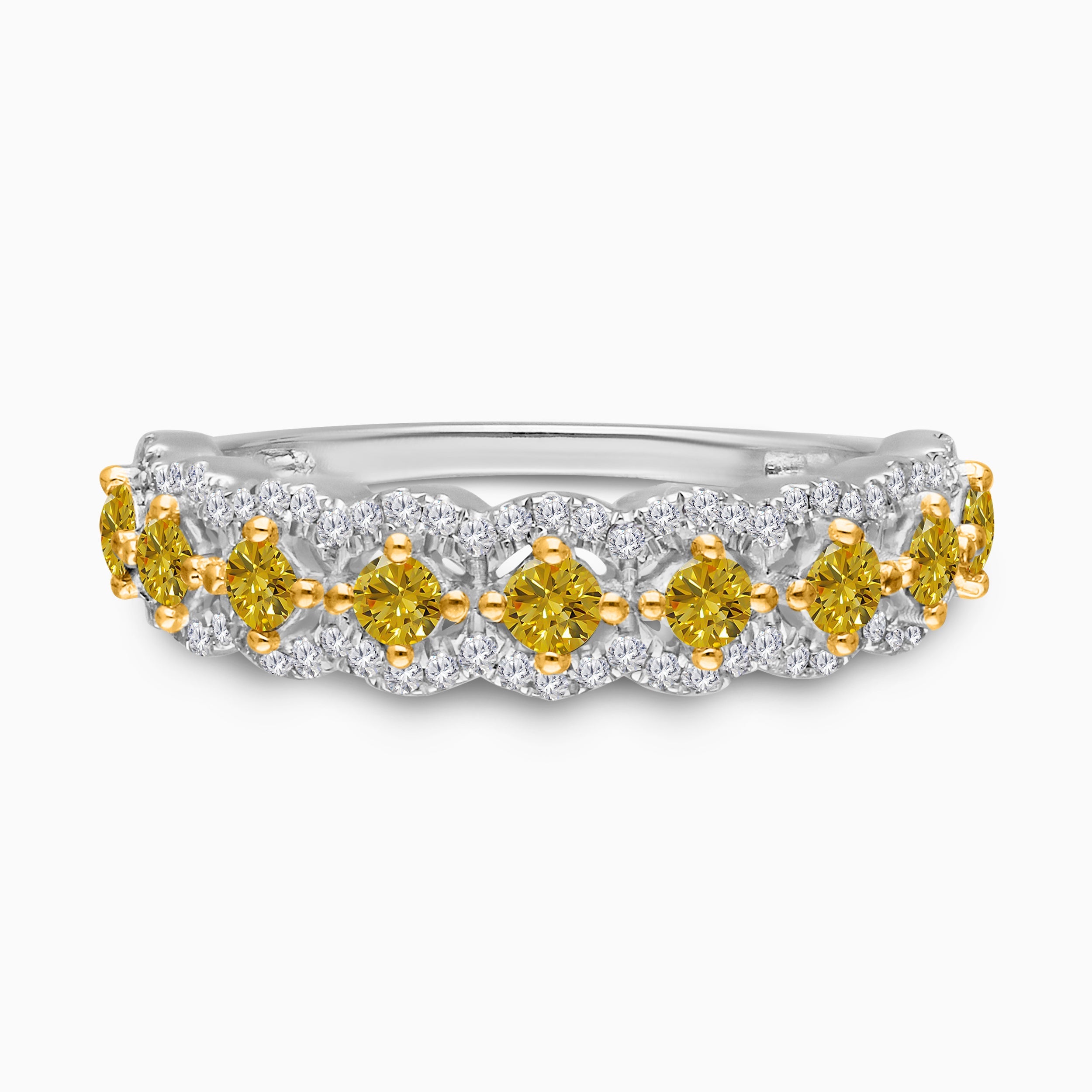 Yellow & White Diamond Scalloped Ring