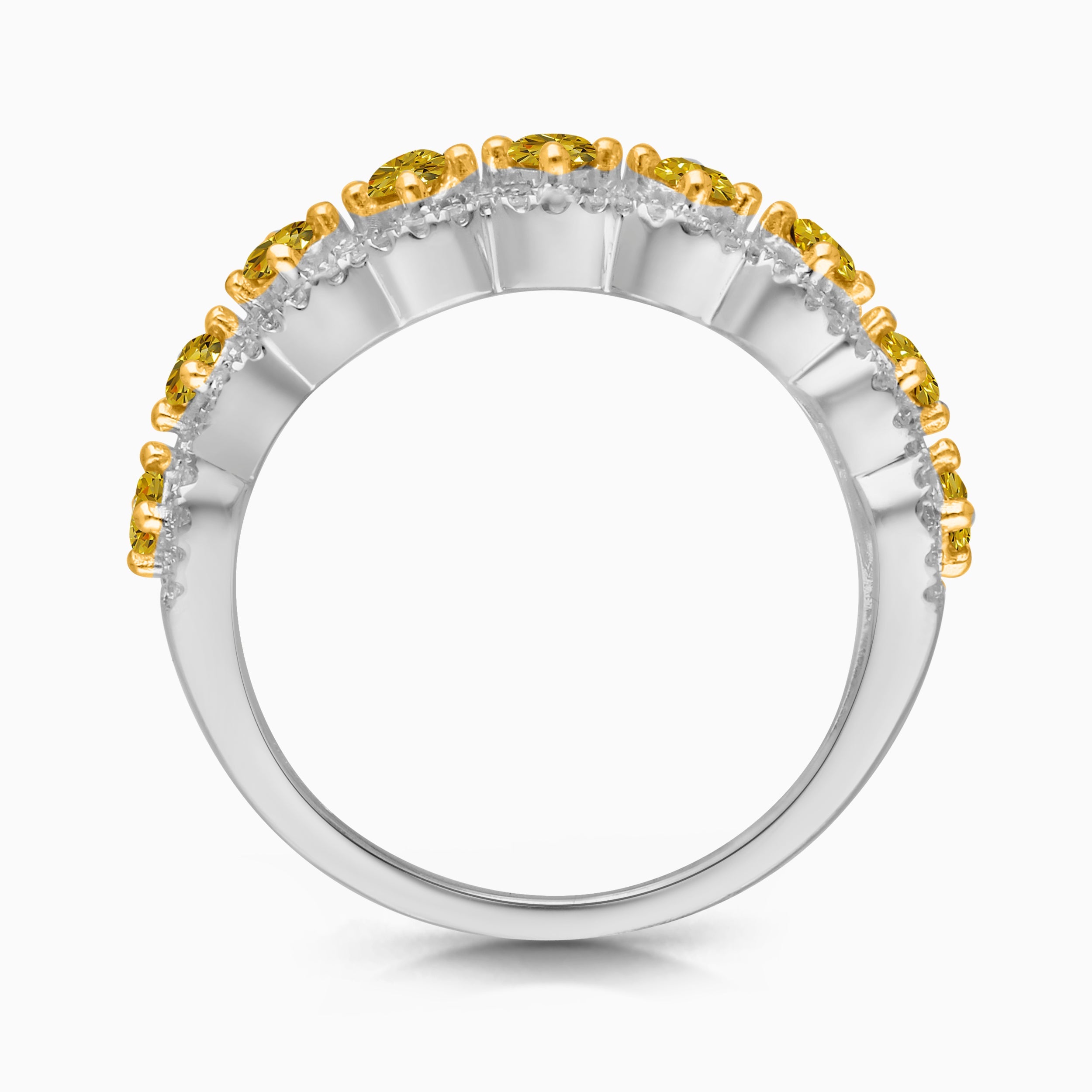 Yellow & White Diamond Scalloped Ring