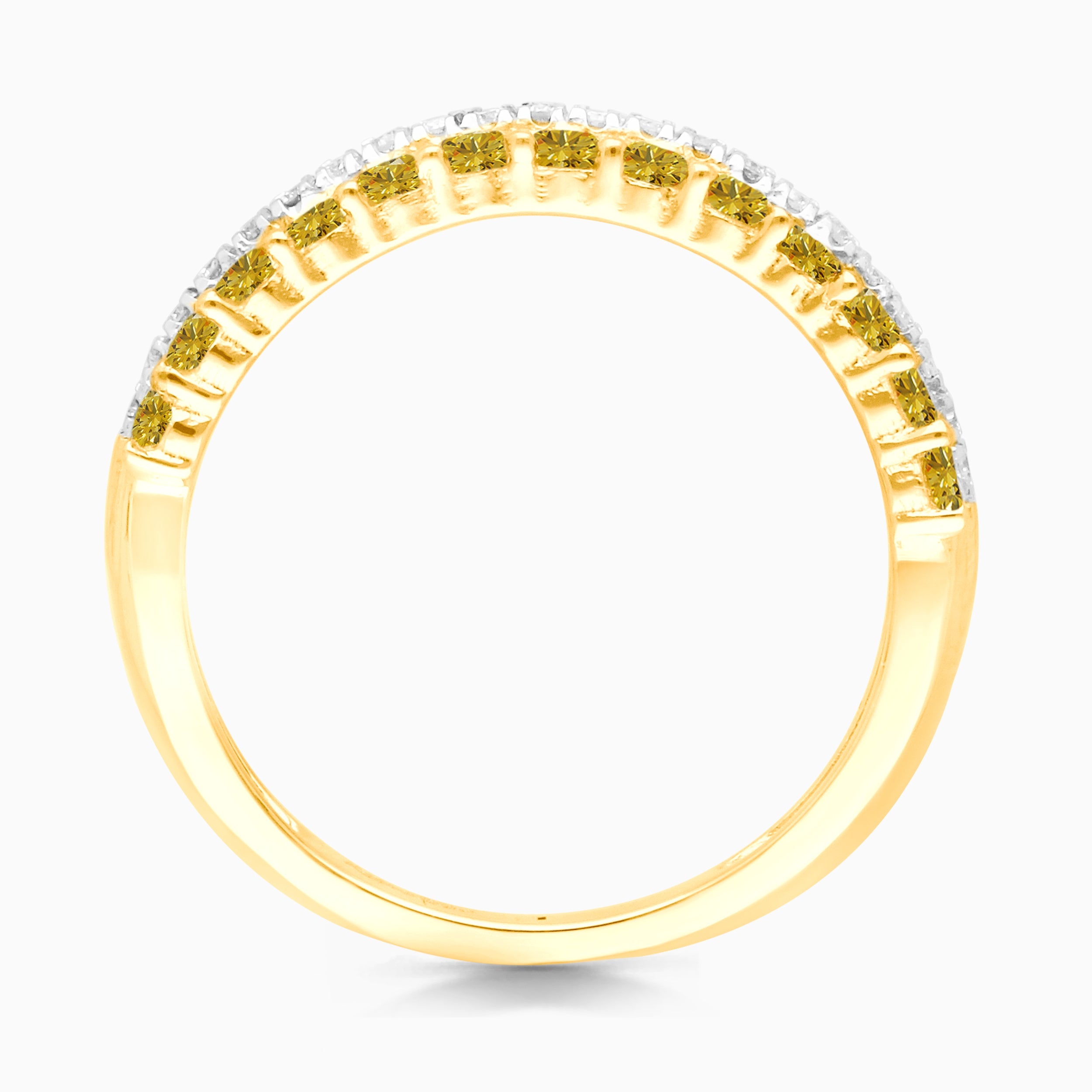 Yellow & White Diamond Pave Band Yellow Diamond