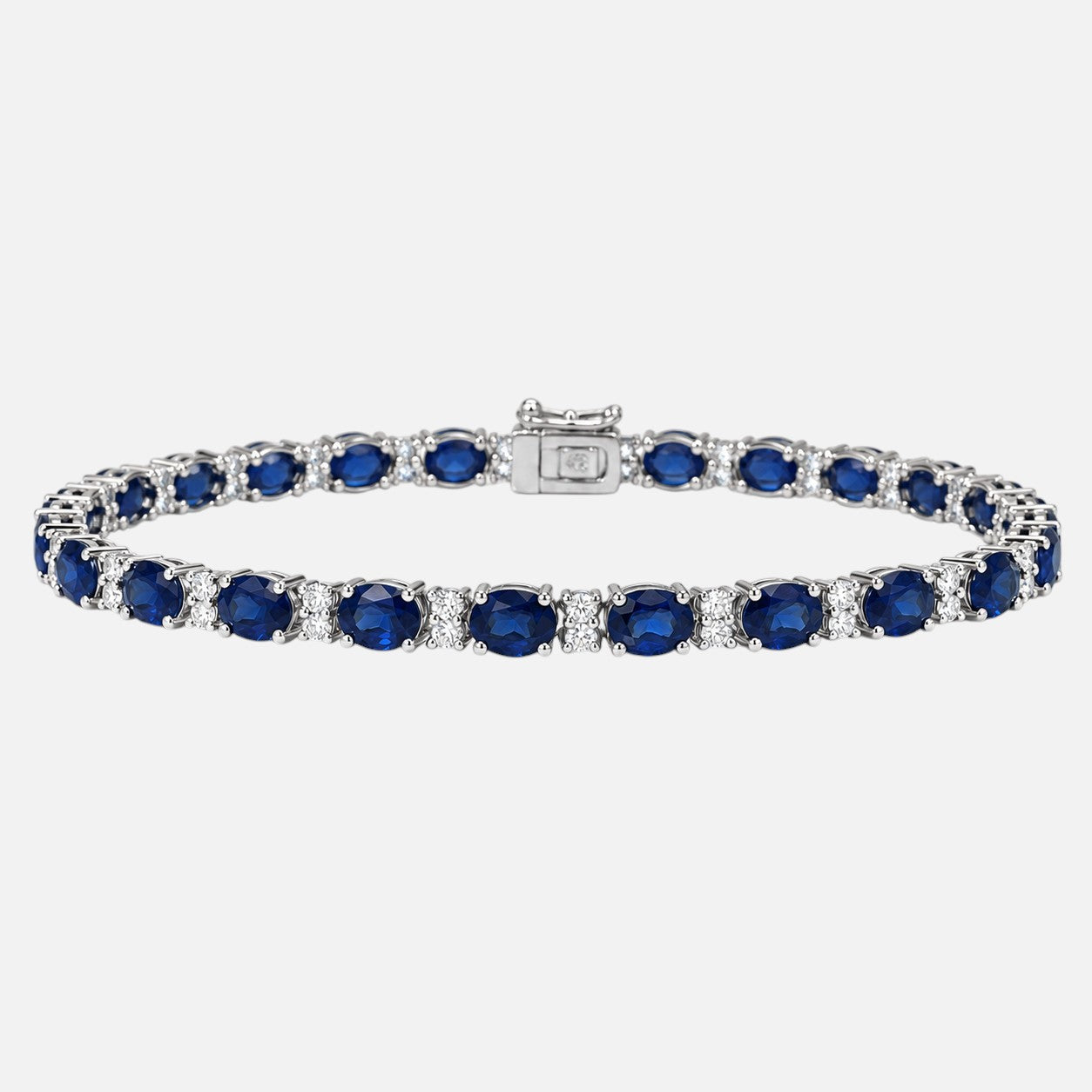 White Gold Diamond Blue Sapphire Bracelet Blue Sapphire