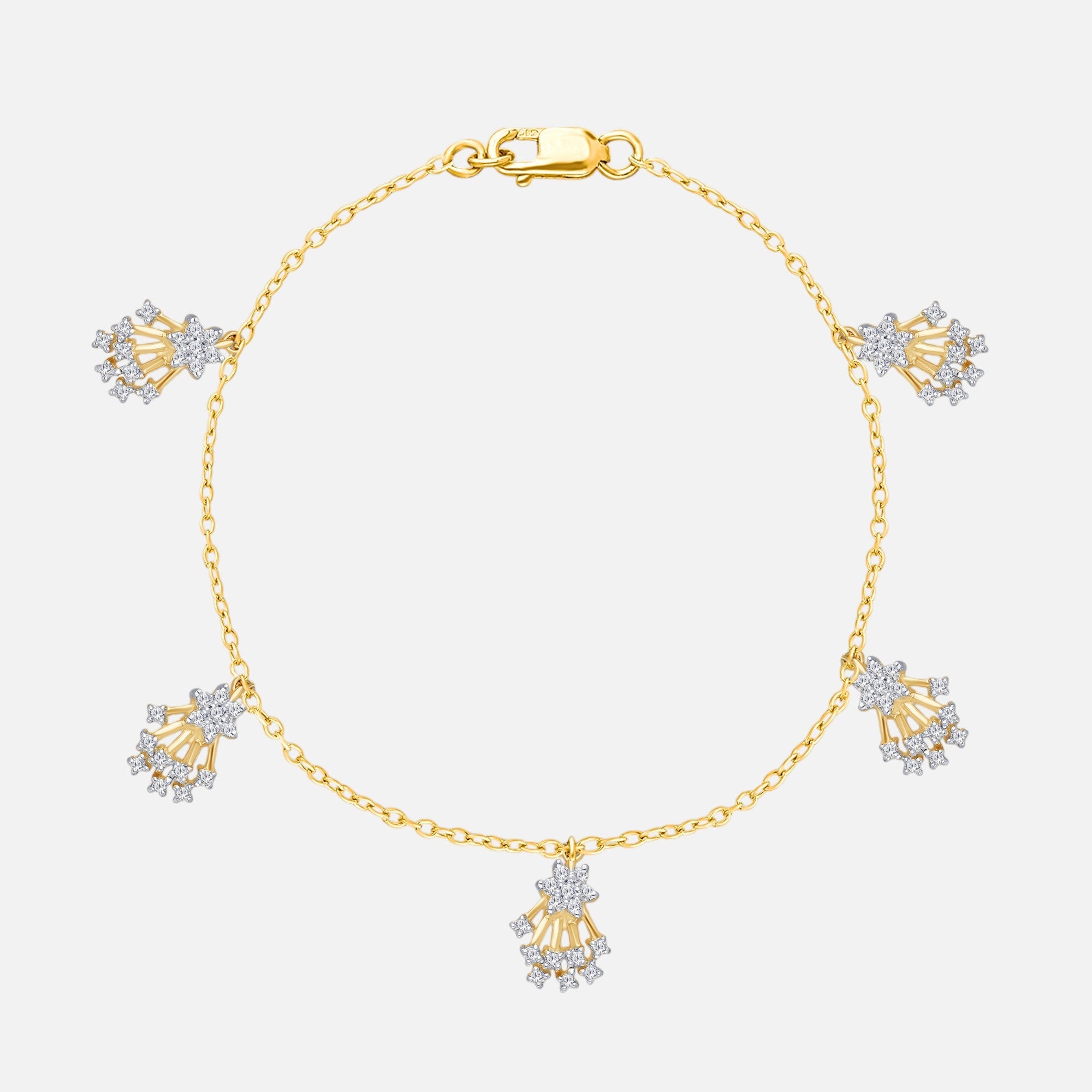 Diamond Fan Charm Bracelet White Diamond