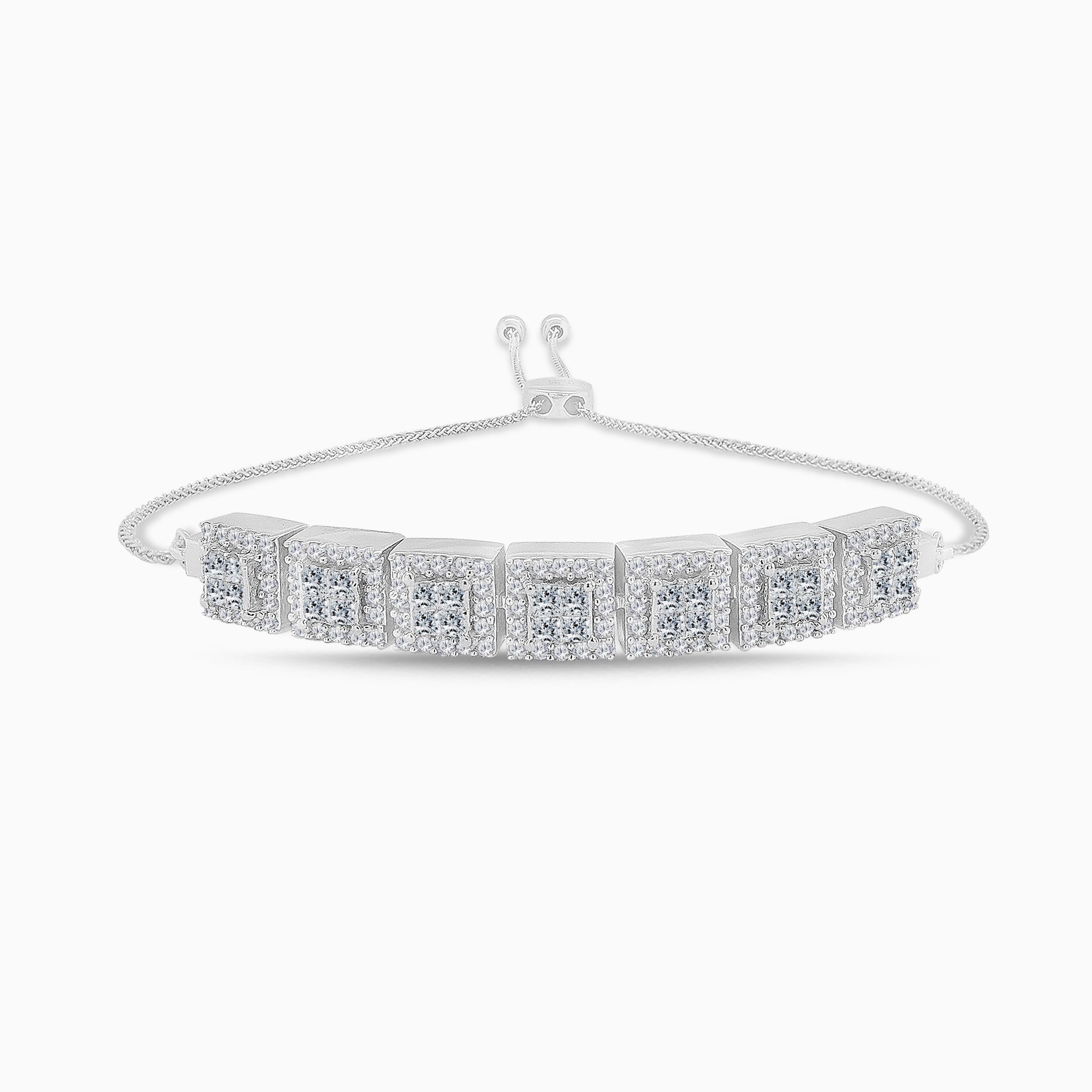 White Diamond Princess Slider Bracelet White Diamond