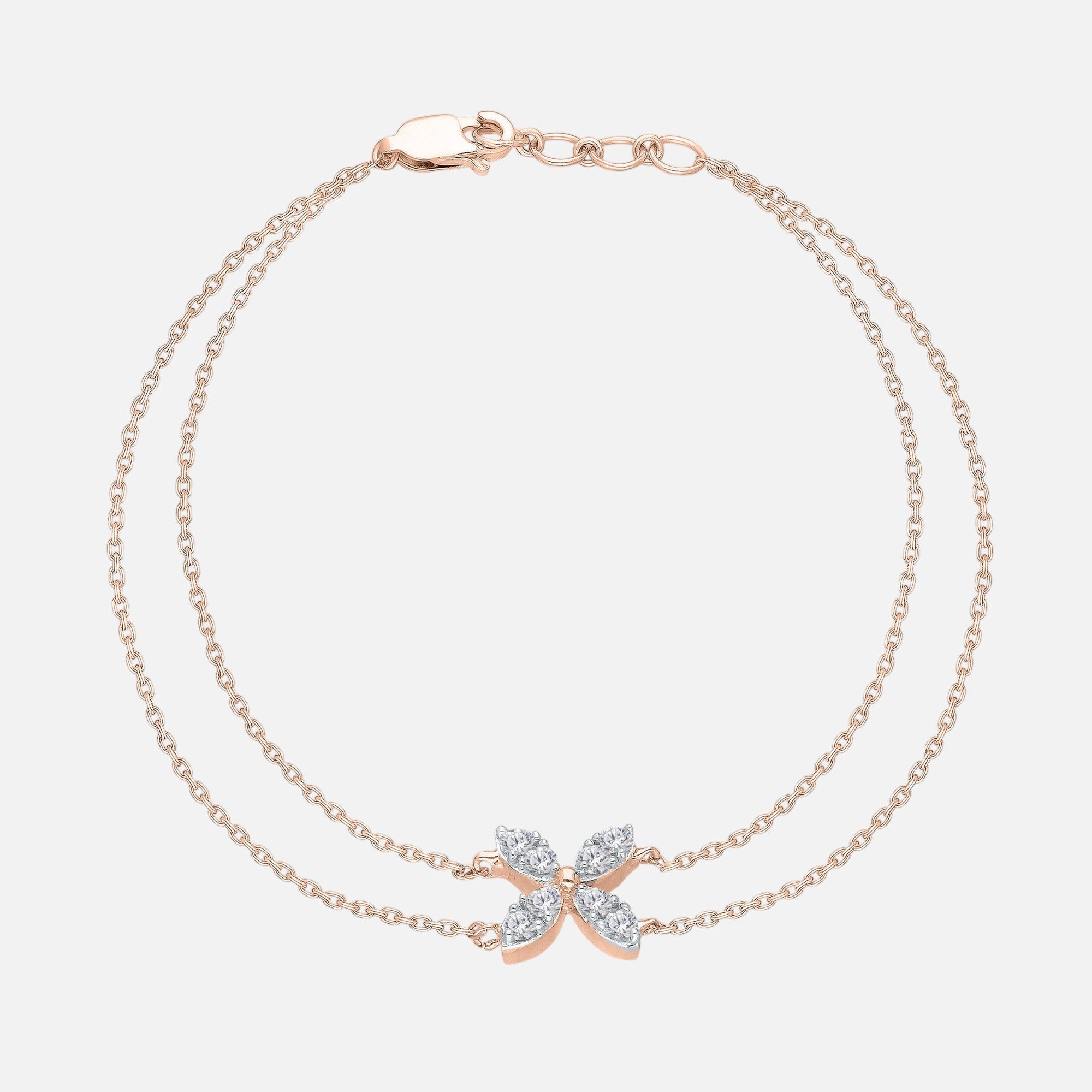 Dual Chain Diamond Butterfly Bracelet White Diamond