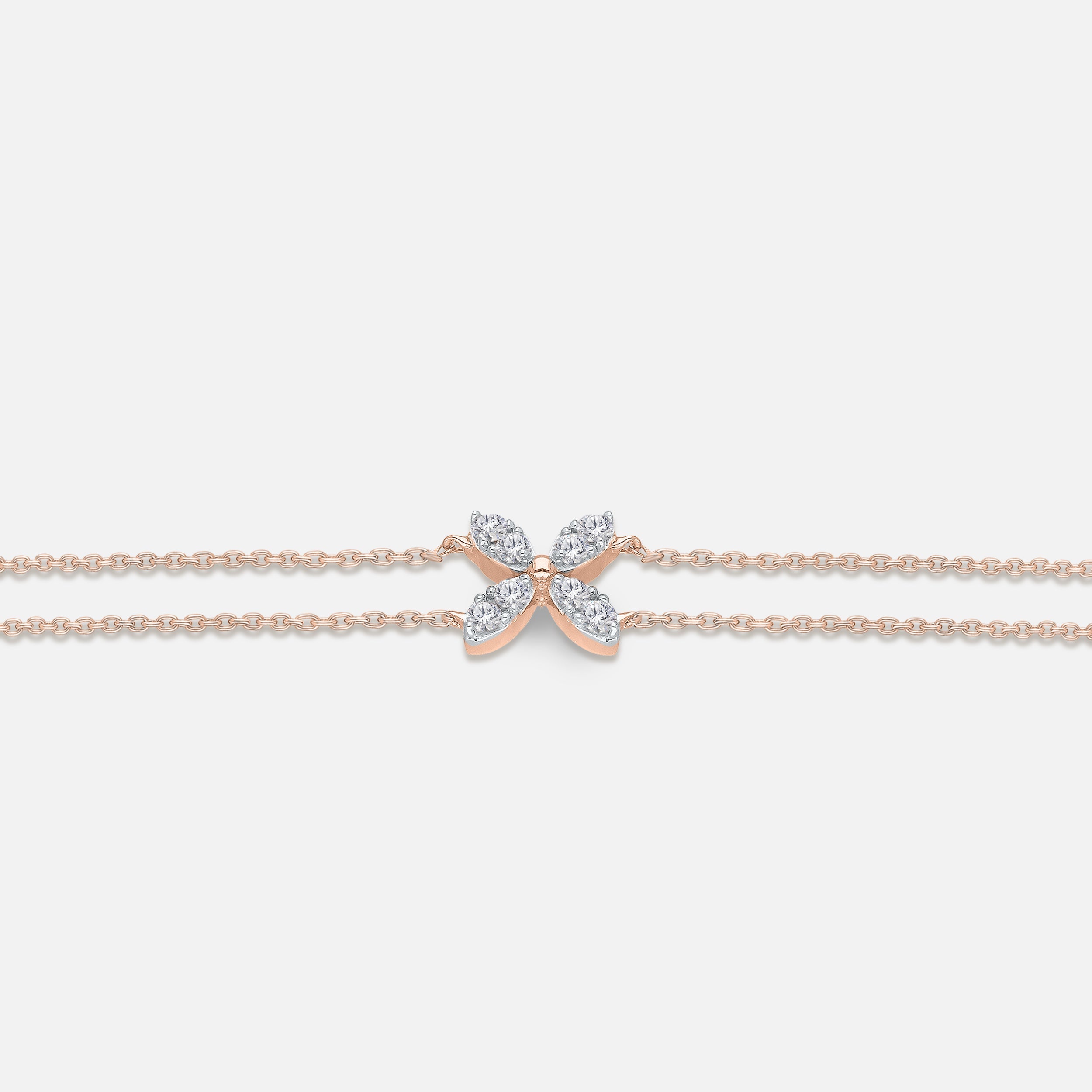 Dual Chain Diamond Butterfly Bracelet White Diamond