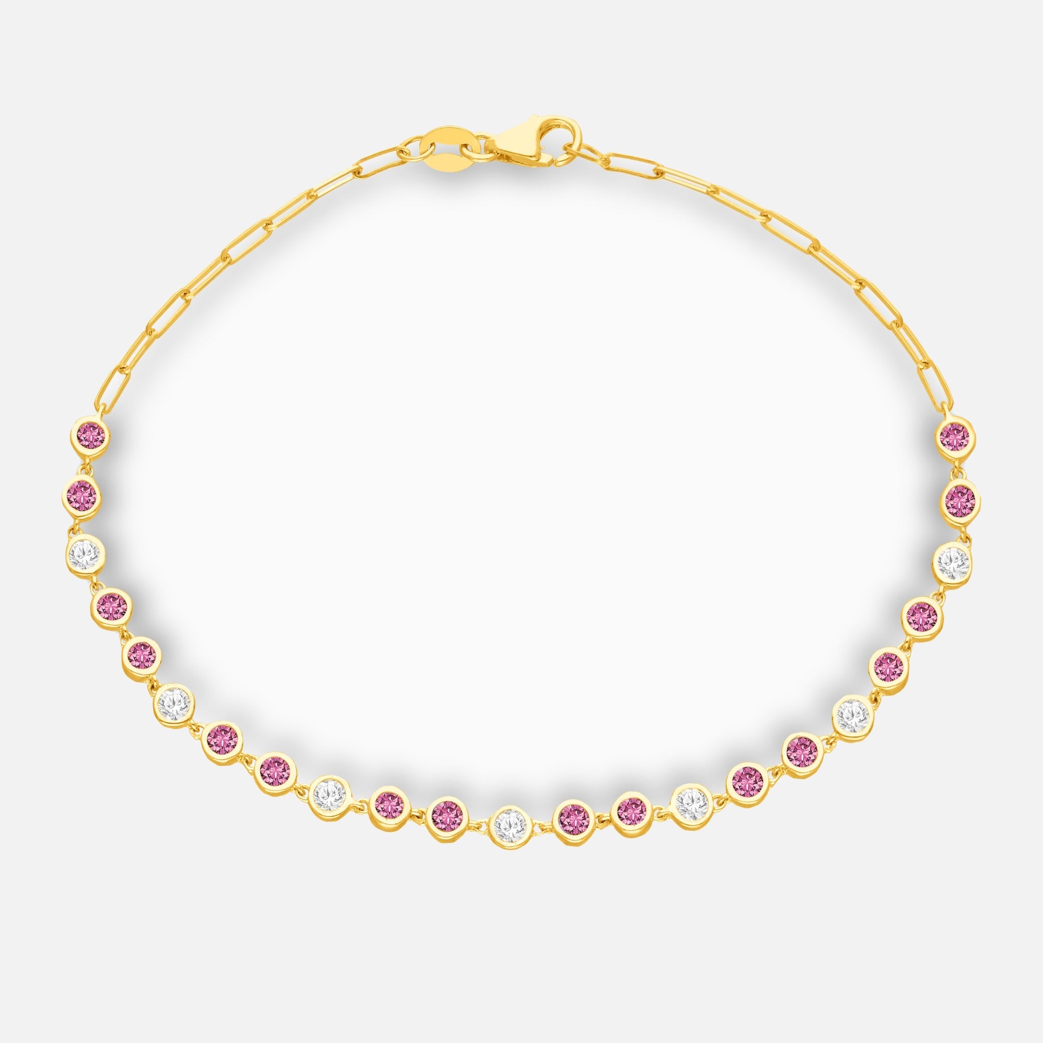 Pink Sapphire & Diamond Bubble Tennis Bracelet Pink Sapphire