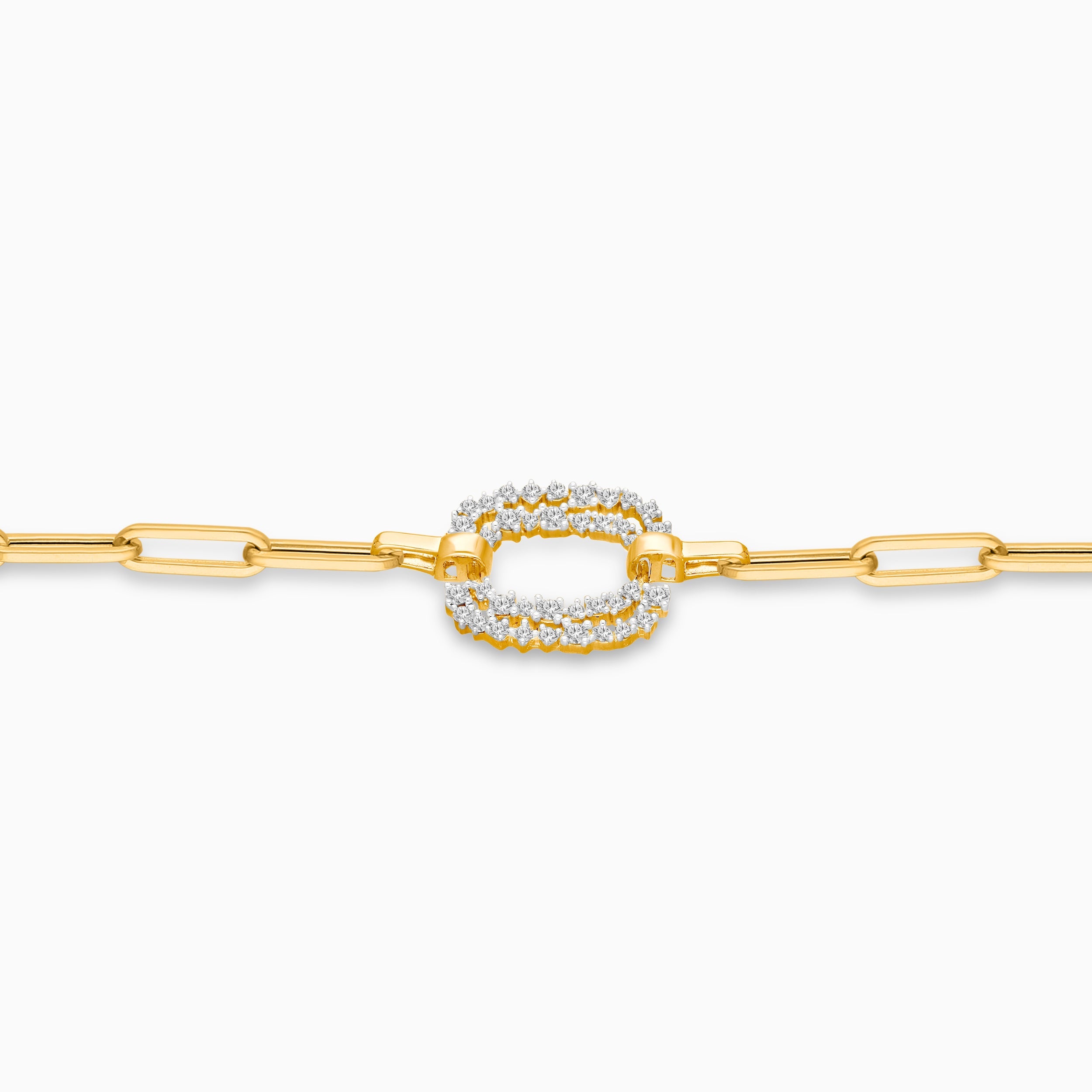 White Diamond Open Link Chain Bracelet