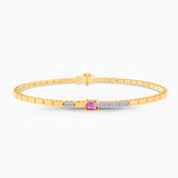 Pink Sapphire Diamond Square link Bracelet Pink Sapphire