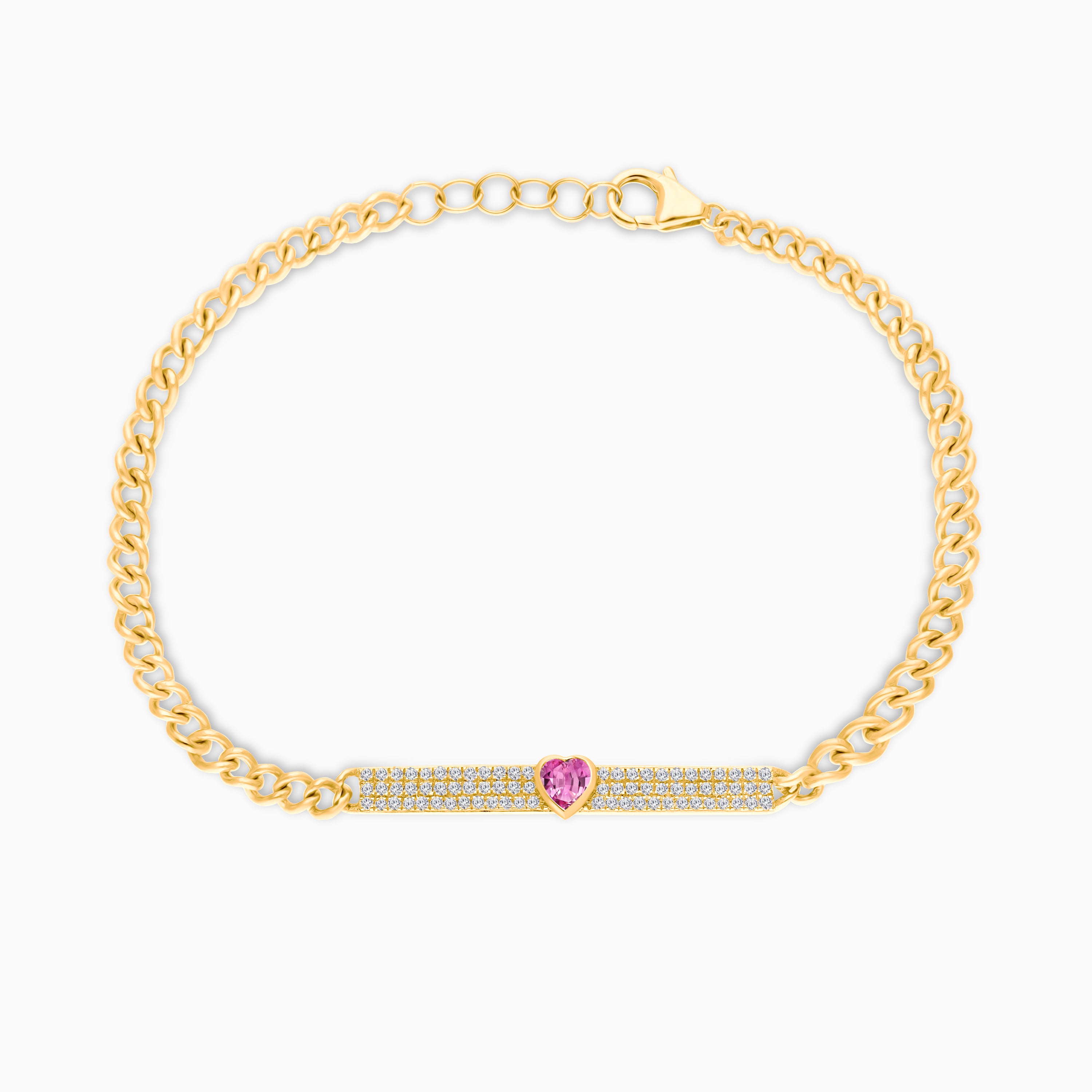 Pink Sapphire Diamond Heart Bracelet