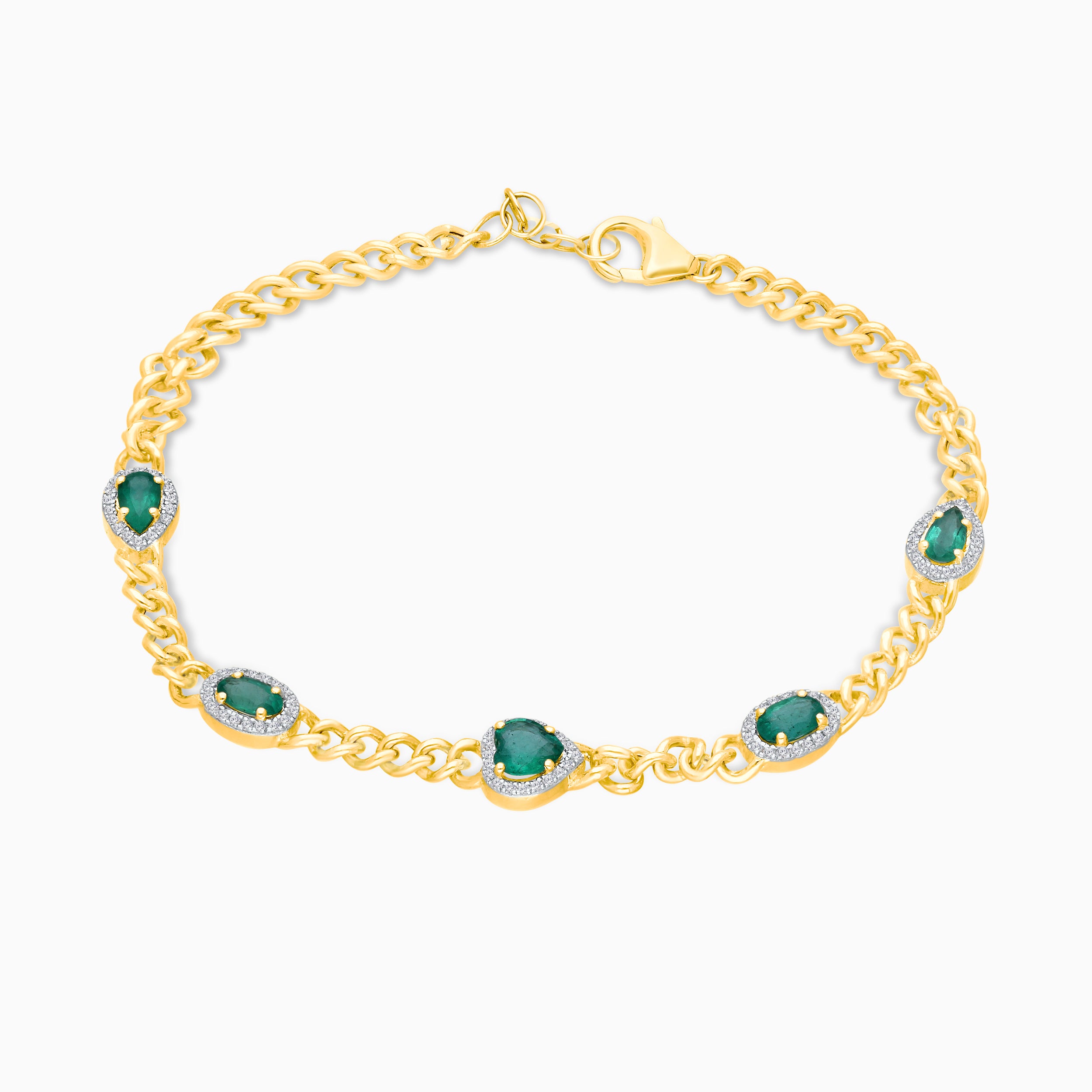 Multi Shaped Emerald & Diamond Bracelet