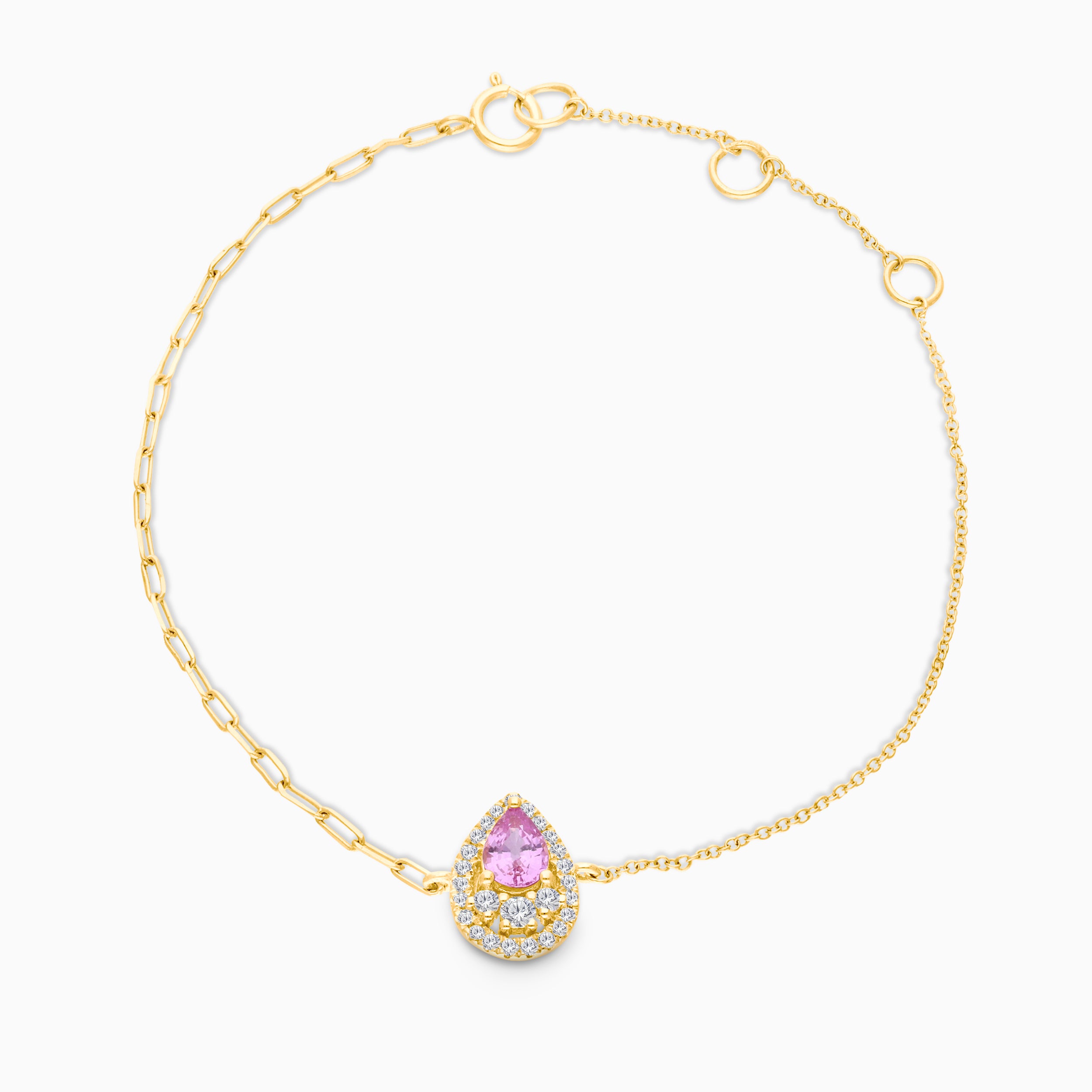 Yellow Gold Diamond Pink Sapphire Bracelet