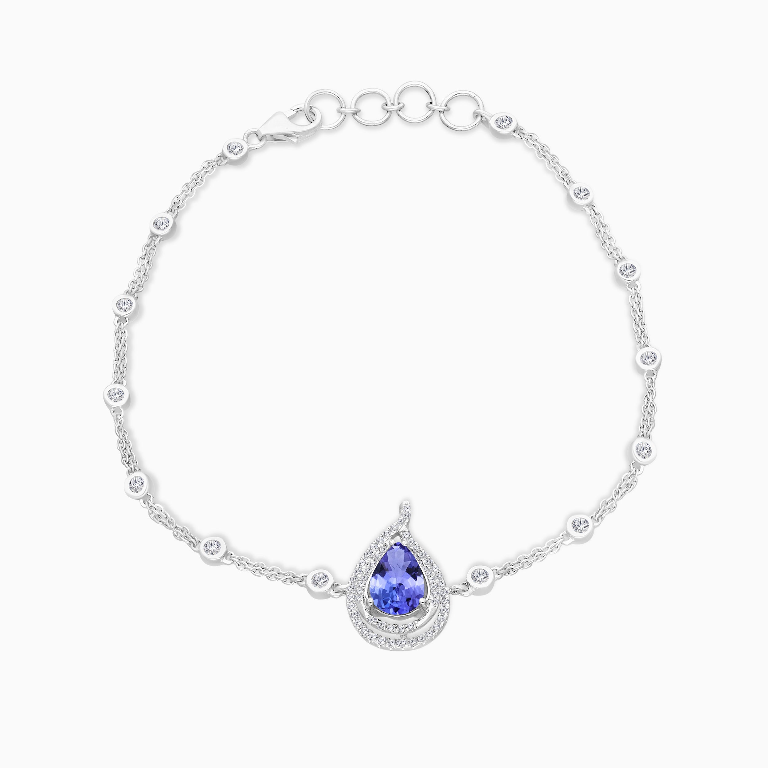 Tear Drop Tanzanite Diamond Bracelet