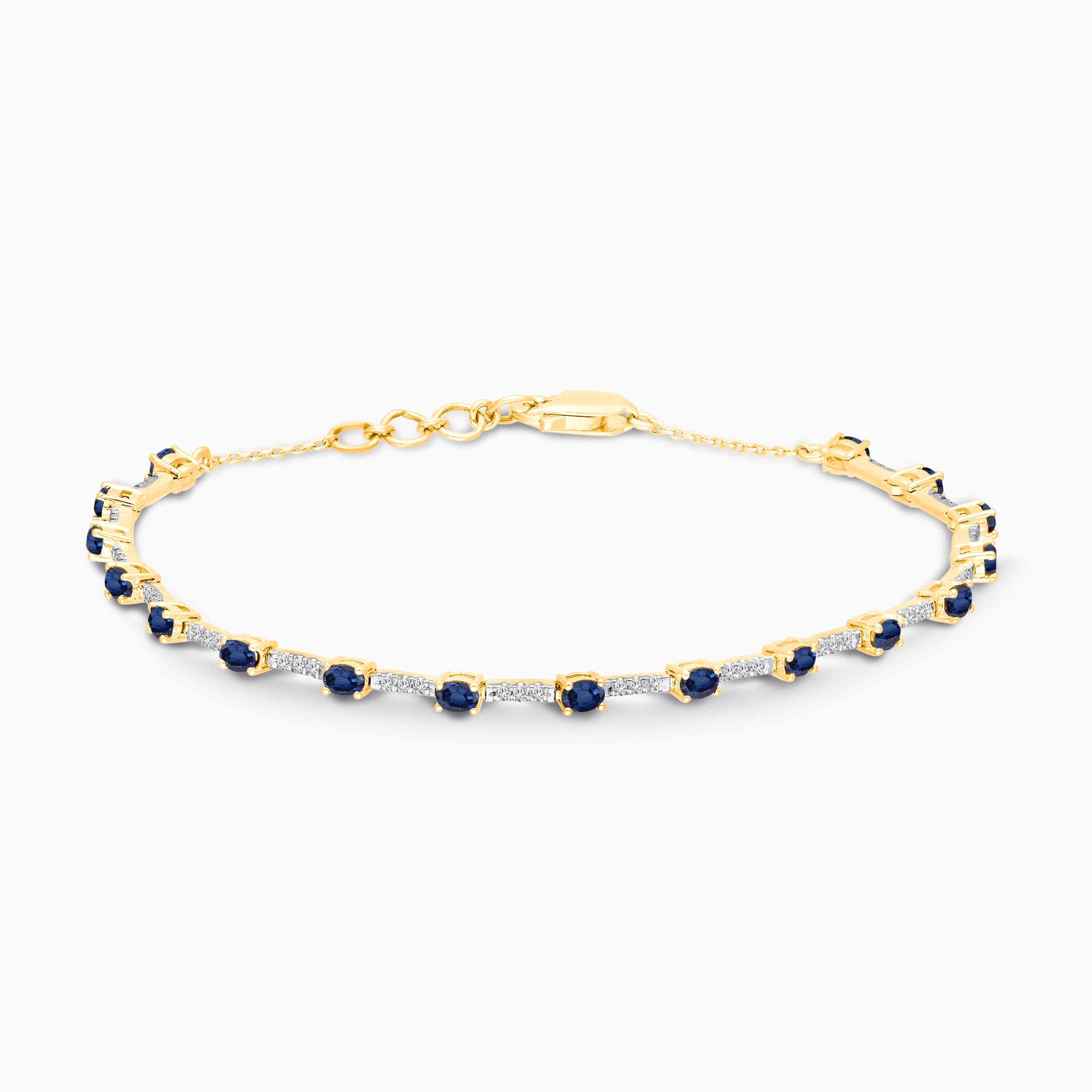 Oval Blue Sapphire and Diamond Tennis Bracelet