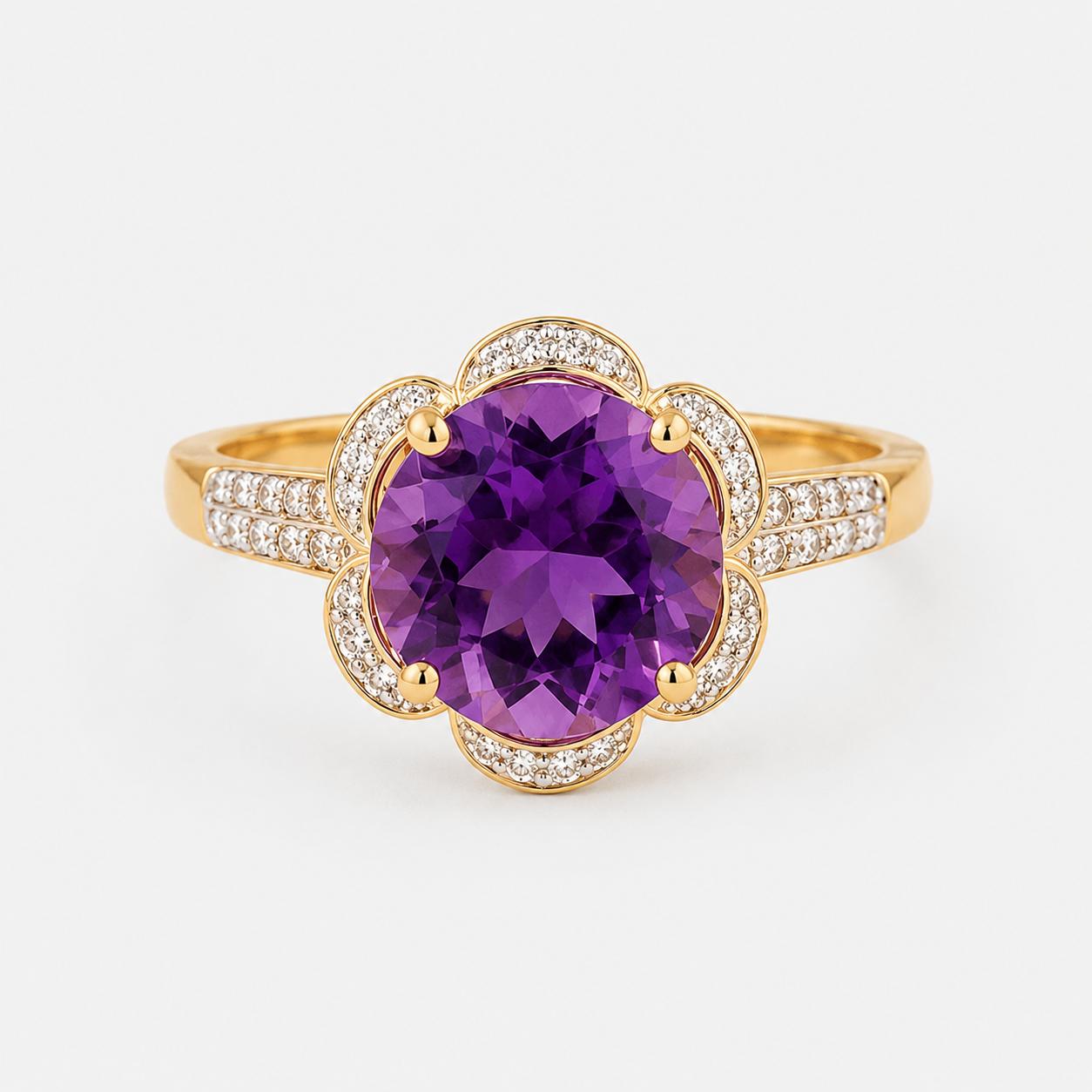 Bellflower Amethyst & Diamond Ring Amethyst