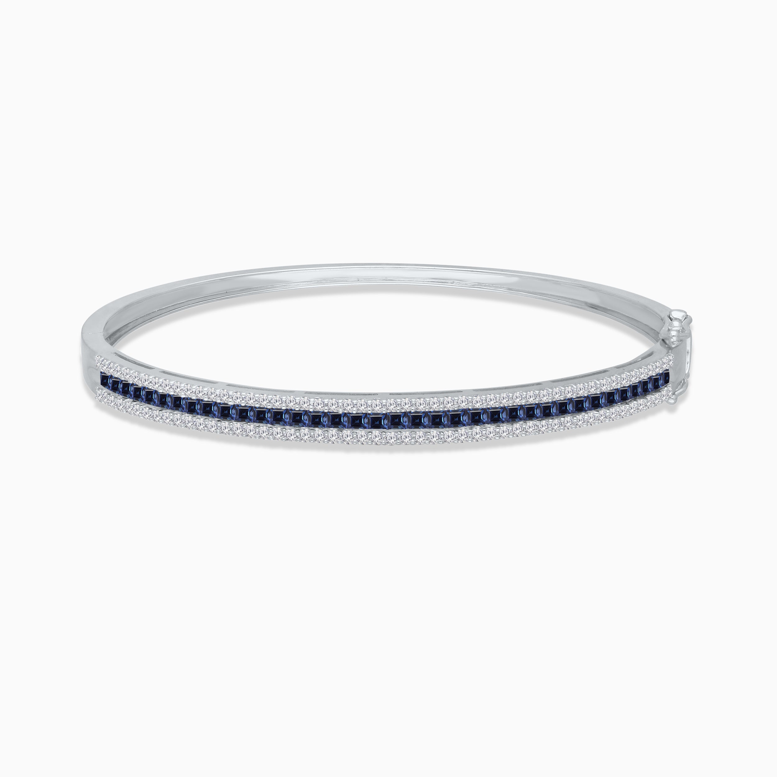 Princess Blue Sapphire & Diamond Bangle