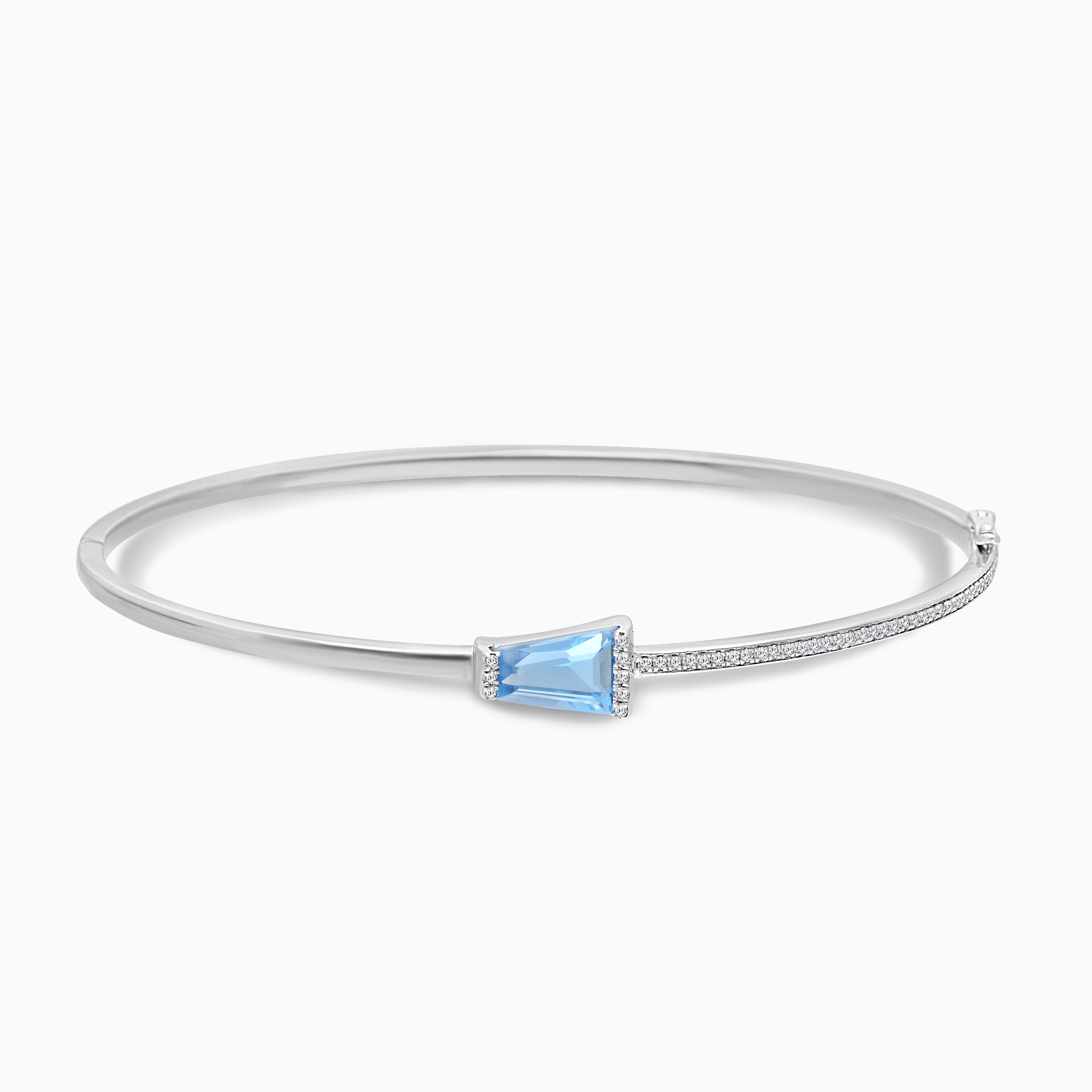 Tapered Baguette Blue Topaz & Diamond Bangle
